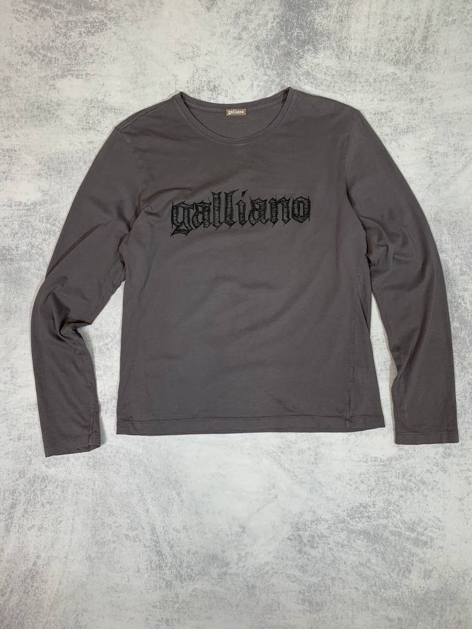 image of John Galliano Vintage Designer Centre Logo Longsleeve in Grey, Men's (Size Large)