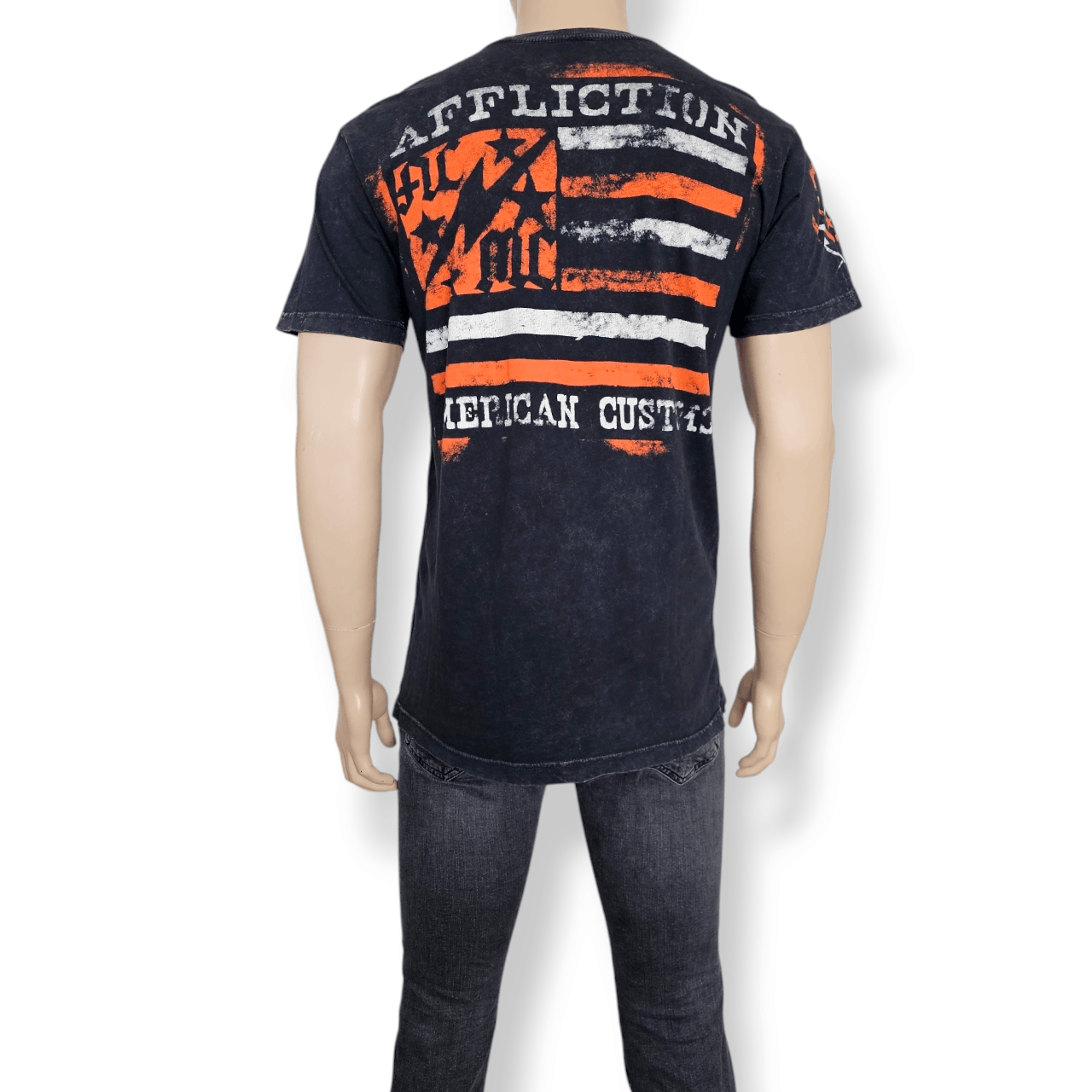 Affliction Affliction Acid Wash Black & Orange Graphic Print T-Shirt Size US L / EU 52-54 / 3 - 6 Thumbnail