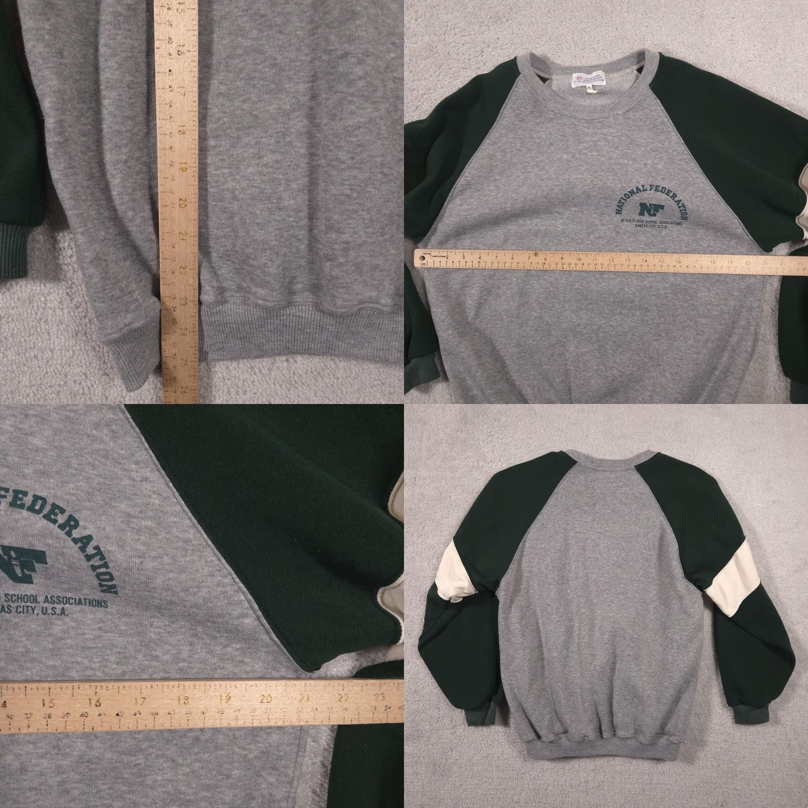 Vintage Vintage National Federation Sweatshirt Mens Medium Gray Raglan NF Graphic 80s Size US M / EU 48-50 / 2 - 8 Thumbnail