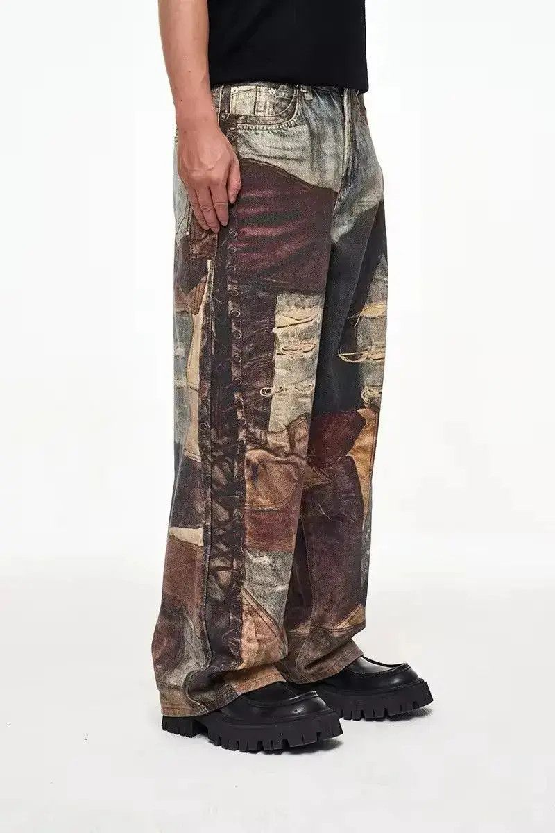 Japanese Brand Streetwear Design Old Patch Retro Printing Distressed Jeans Size US 34 / EU 50 - 3 Thumbnail