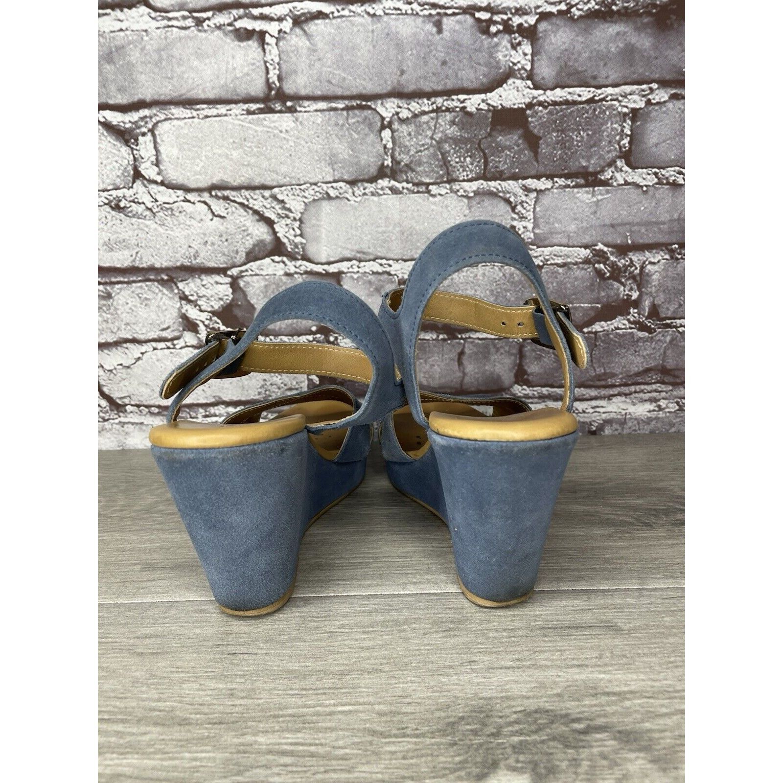 Billy Hill Garnet Hill Blue Suede Leather Wedge Ankle Strap Sandals Wom Size US 9 / IT 39 - 15 Thumbnail