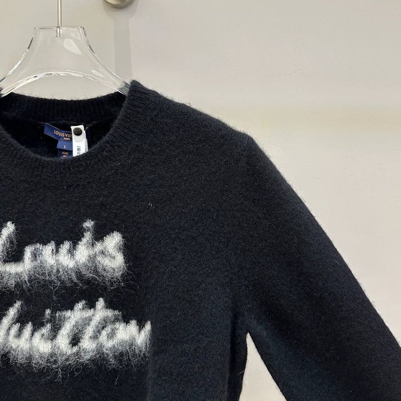 Louis Vuitton Louis Vuitton 25 black logo intarsia wool crewneck long-sl Size US L / EU 52-54 / 3 - 4 Thumbnail
