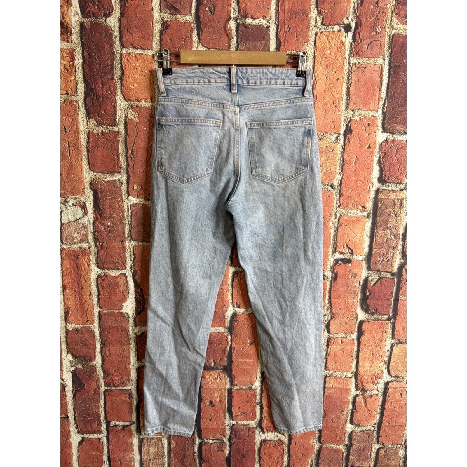 Zara ZARA Women's Jeans Size 4 Light Wash High Rise Relaxed Straight Leg Denim 5-Pocket Distressed Blue Size 27" / US 4 / IT 40 - 3 Thumbnail