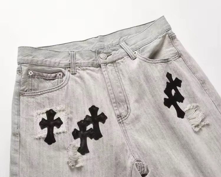 Designer × Vintage Gothic Washed Ripped Holes Patchwork Cross Print Shorts Size US 36 / EU 52 - 3 Thumbnail