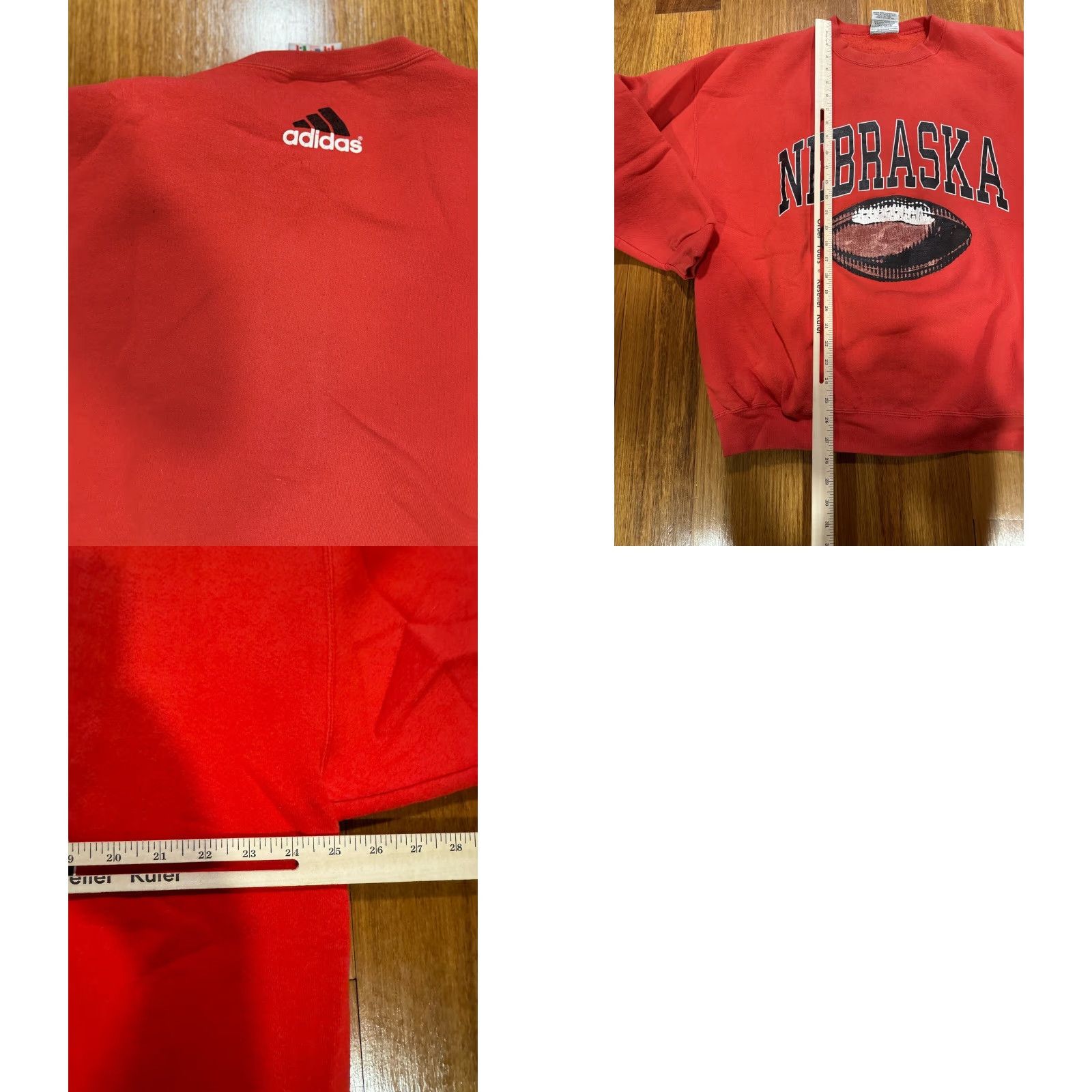 Adidas VTG 90s Adidas Nebraska Huskers Football Sweatshirt Mens XL Red Made In USA Rare Size US XL / EU 56 / 4 - 8 Thumbnail