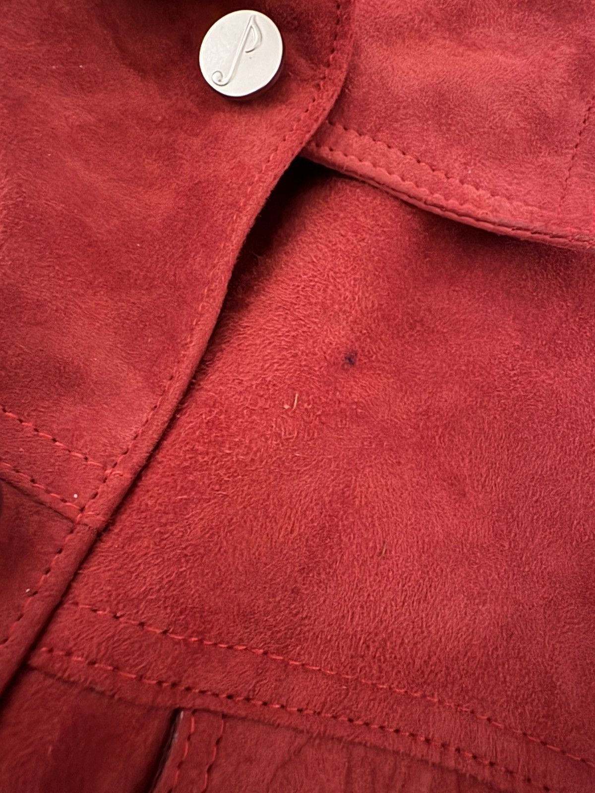 Jarod John Leonard JJL Goat Suede Red Trucker Jacket Size US M / EU 48-50 / 2 - 13 Thumbnail