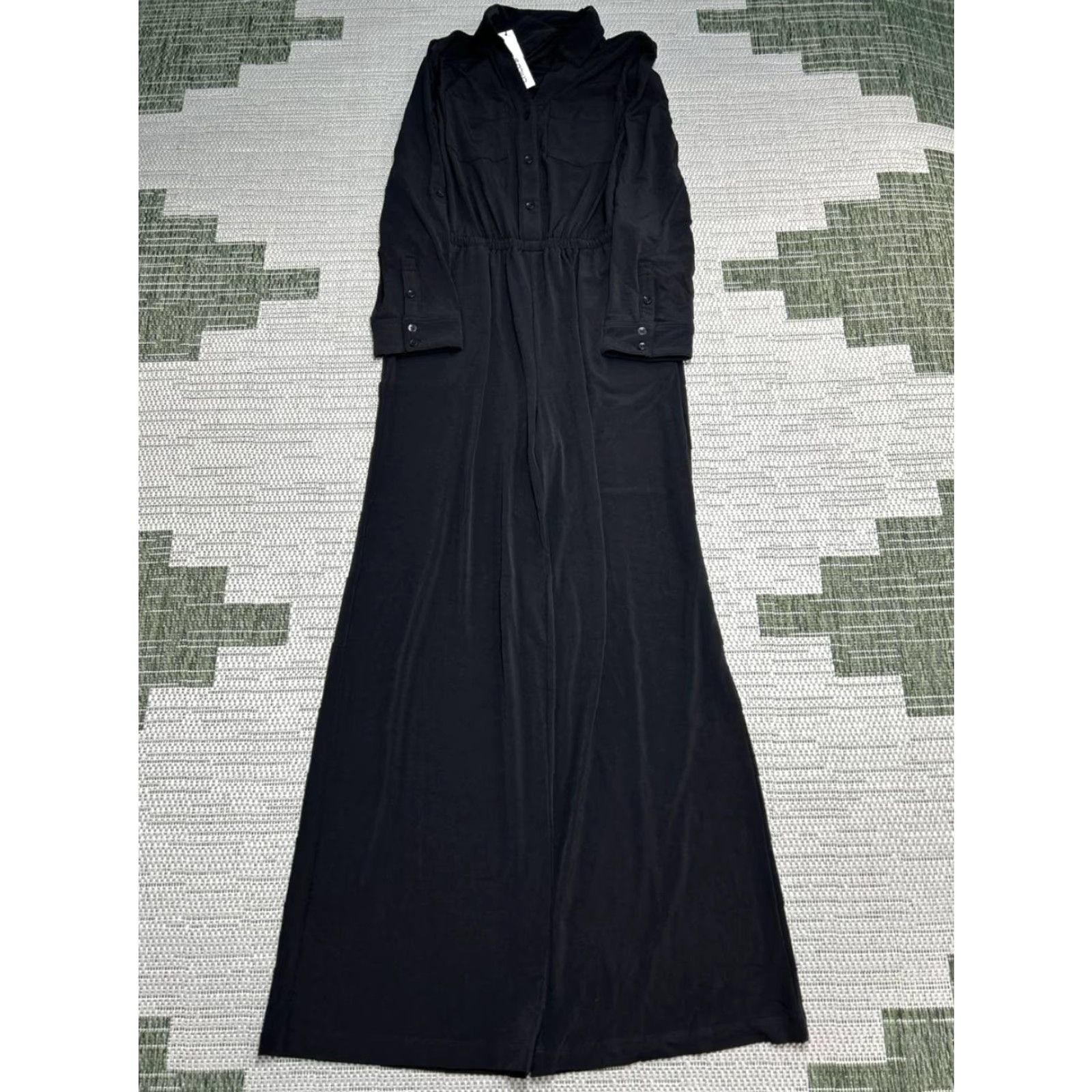 Vintage Chicos Jumpsuit Belted Jersey Maxi Womens Small Black Stretch Relaxed Fit New Size S / US 4 / IT 40 - 2 Thumbnail