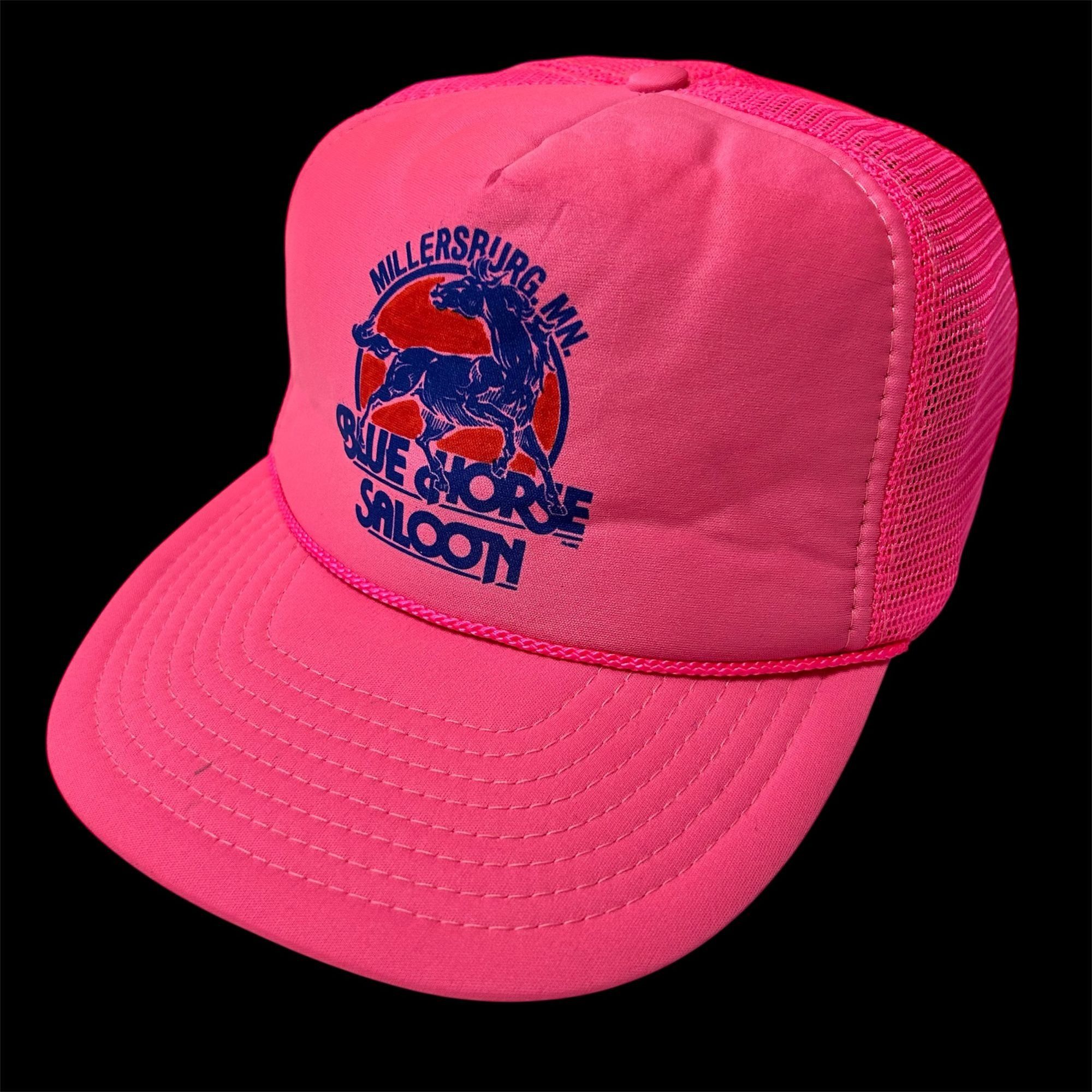 Nissan 90's NEON PINK Mesh TRUCKER Hat BLUE HORSE SALOON Snapback Size ONE SIZE - 1 Thumbnail