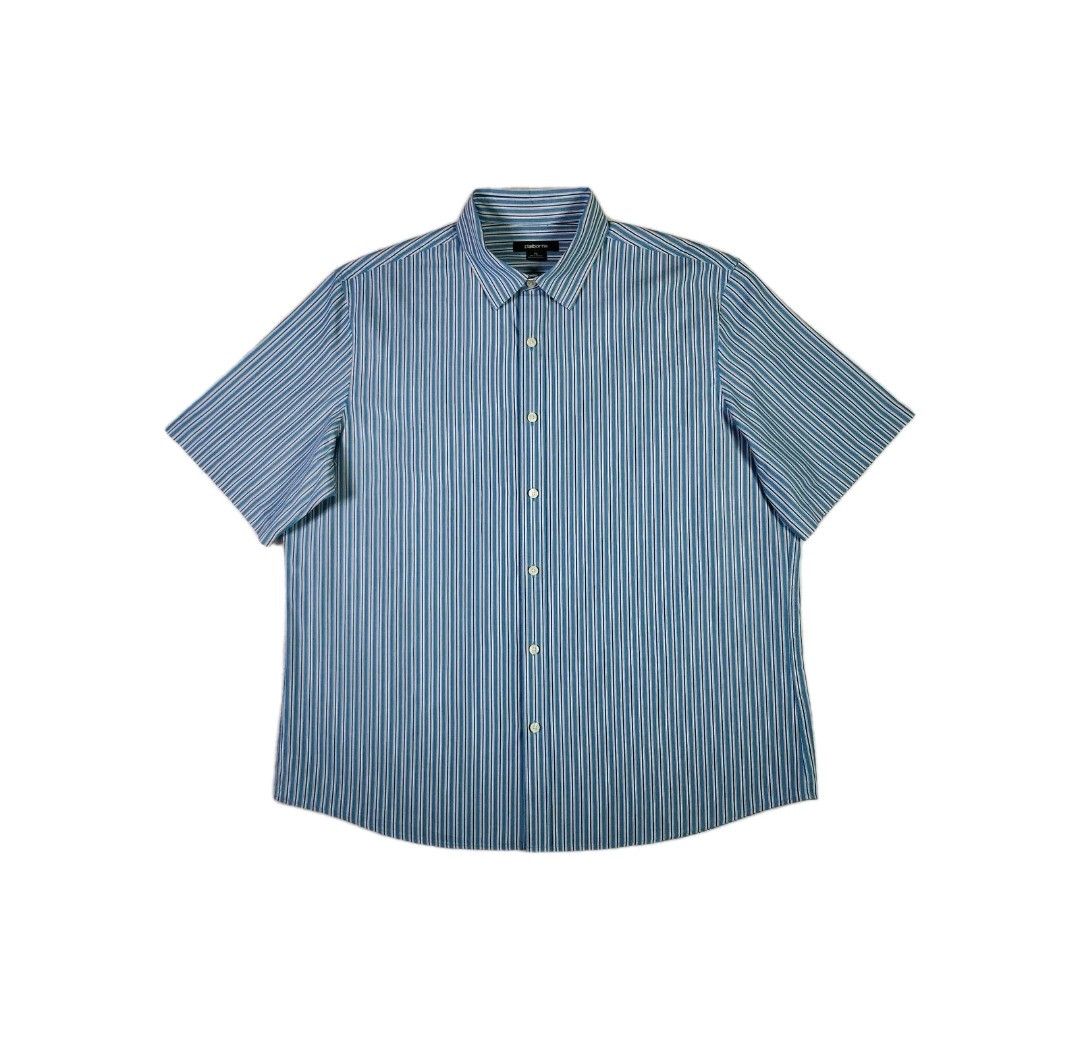 Liz Claiborne Claiborne VINTAGE Striped Shirt XL Blue Short Sleeve Button Size US XL / EU 56 / 4 - 1 Thumbnail