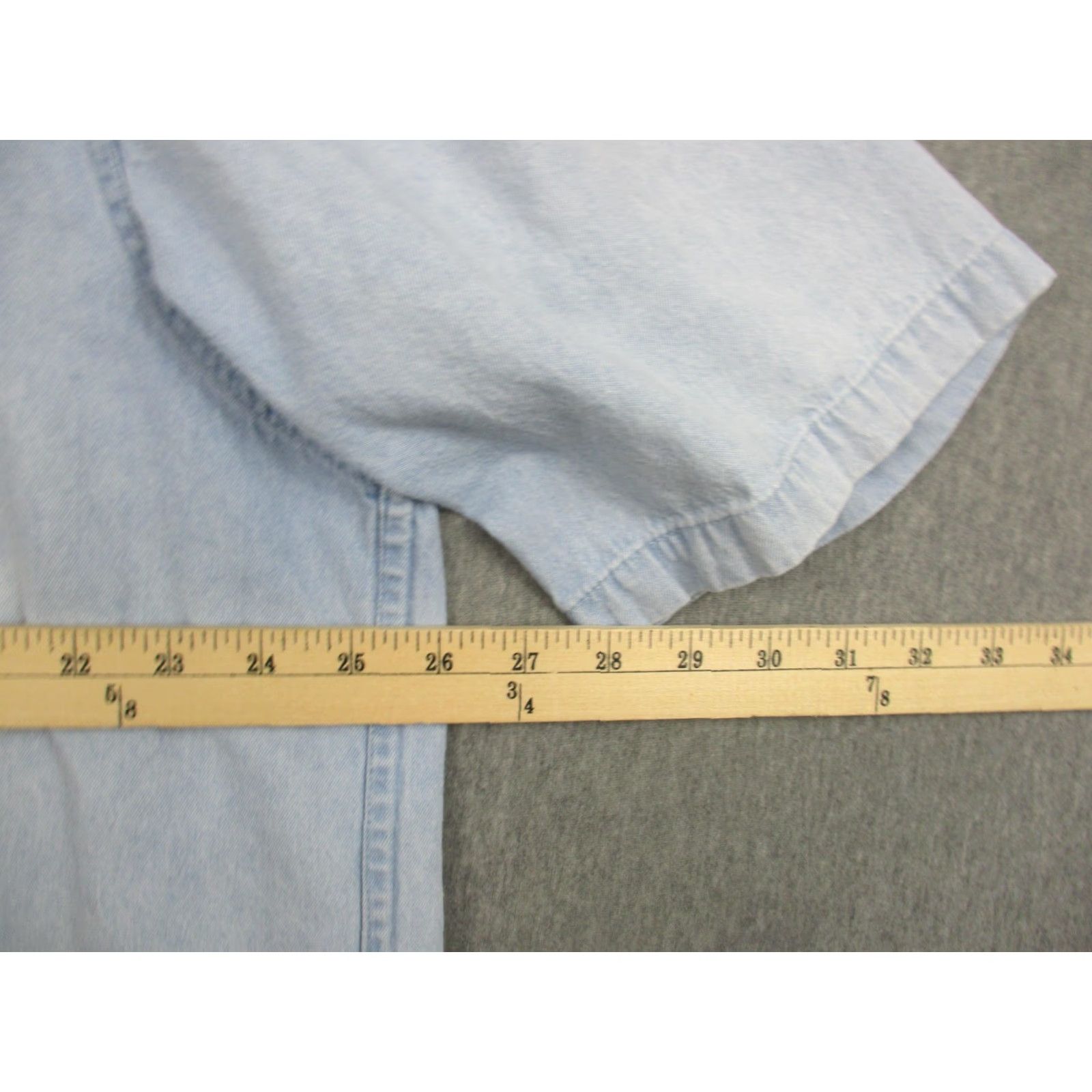 Denime J. Peterman Shirt Mens XL Light Blue Denim Short Sleeve Button-Up Pockets Casual Size US XL / EU 56 / 4 - 6 Thumbnail