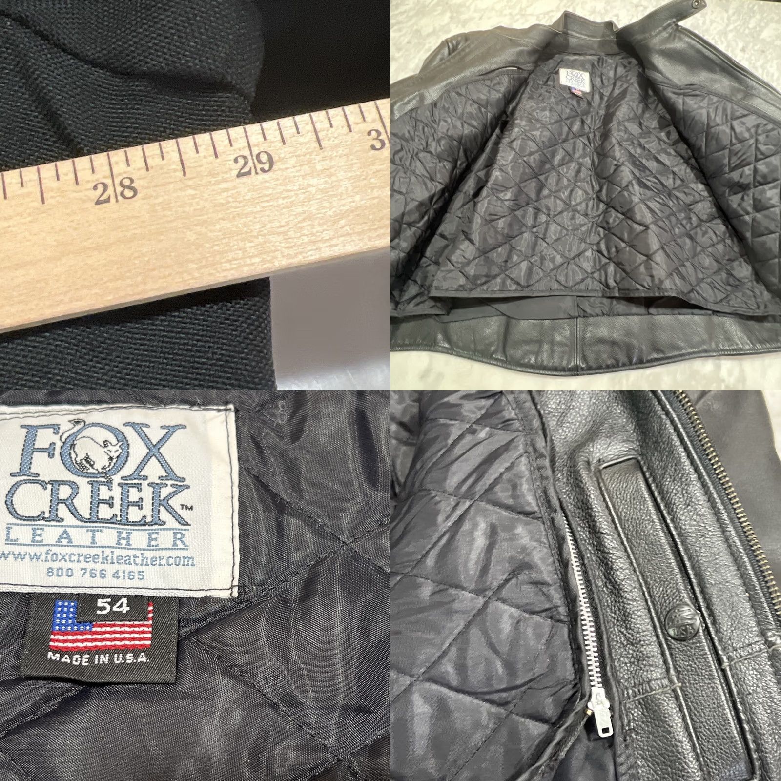 Vintage Fox Creek Leather Canvas Motorcycle Jacket Men 54 Black Zip Lined Made USA Size US L / EU 52-54 / 3 - 10 Thumbnail