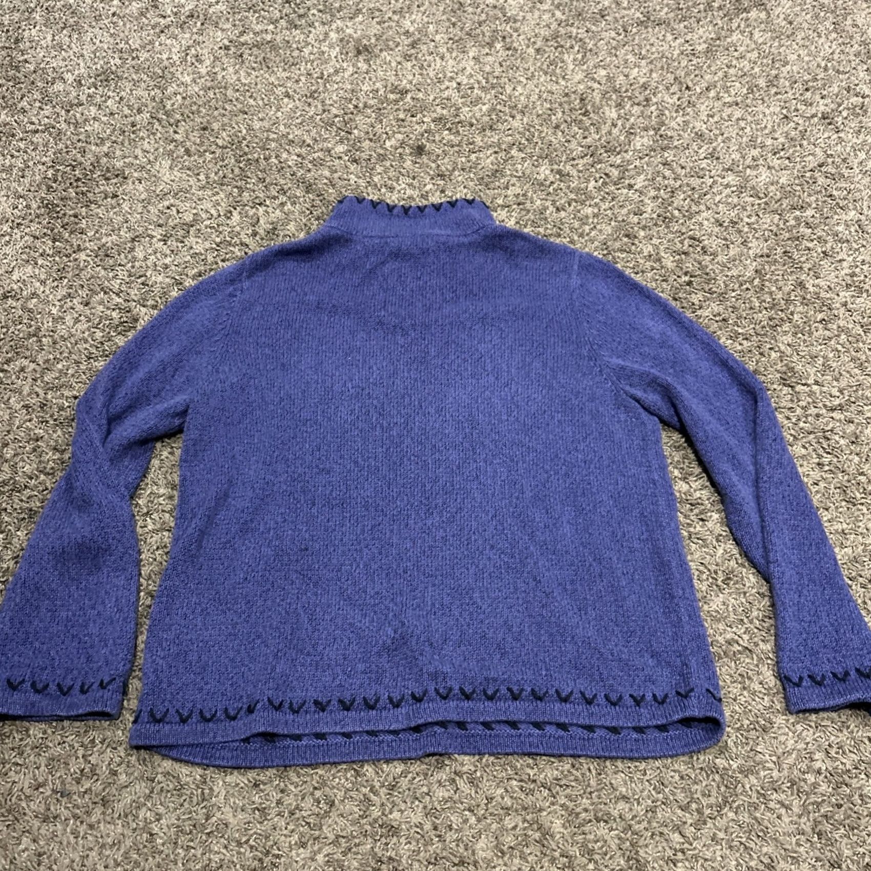 Vintage Christopher & Banks Women Sweater Pullover 1/4 Zip Purple Ramie Blend L Knit Zipper Solid Long Sleeve Collared Vintage: No Size L / US 10 / IT 46 - 3 Thumbnail