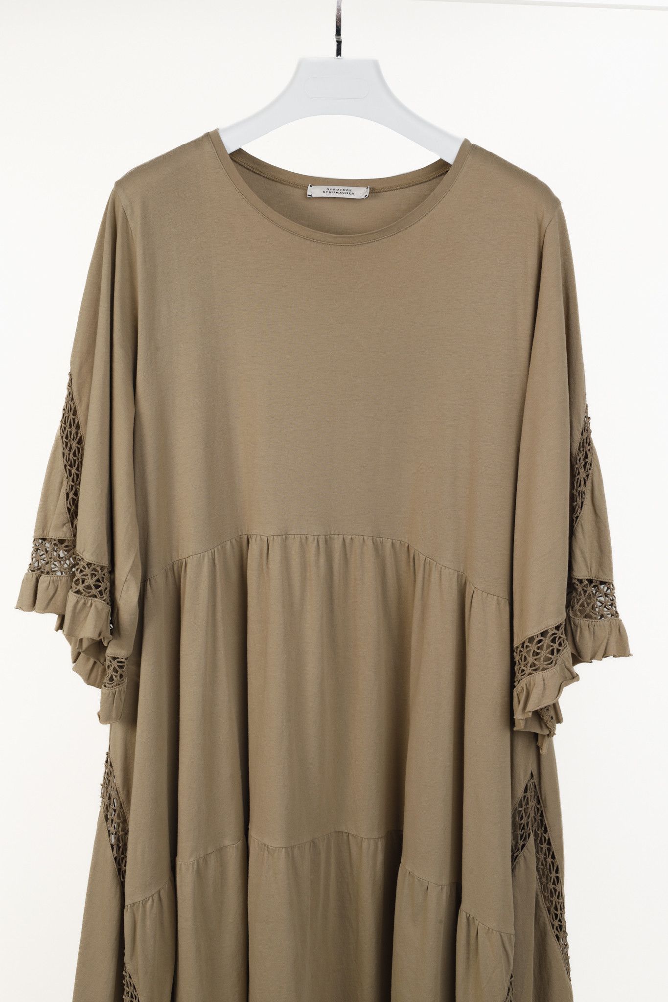 DOROTHEE SCHUMACHER Dorothee Schumacher Brown Crochet-Trim Tiered Maxi Dress Size XL / US 12-14 / IT 48-50 - 3 Thumbnail