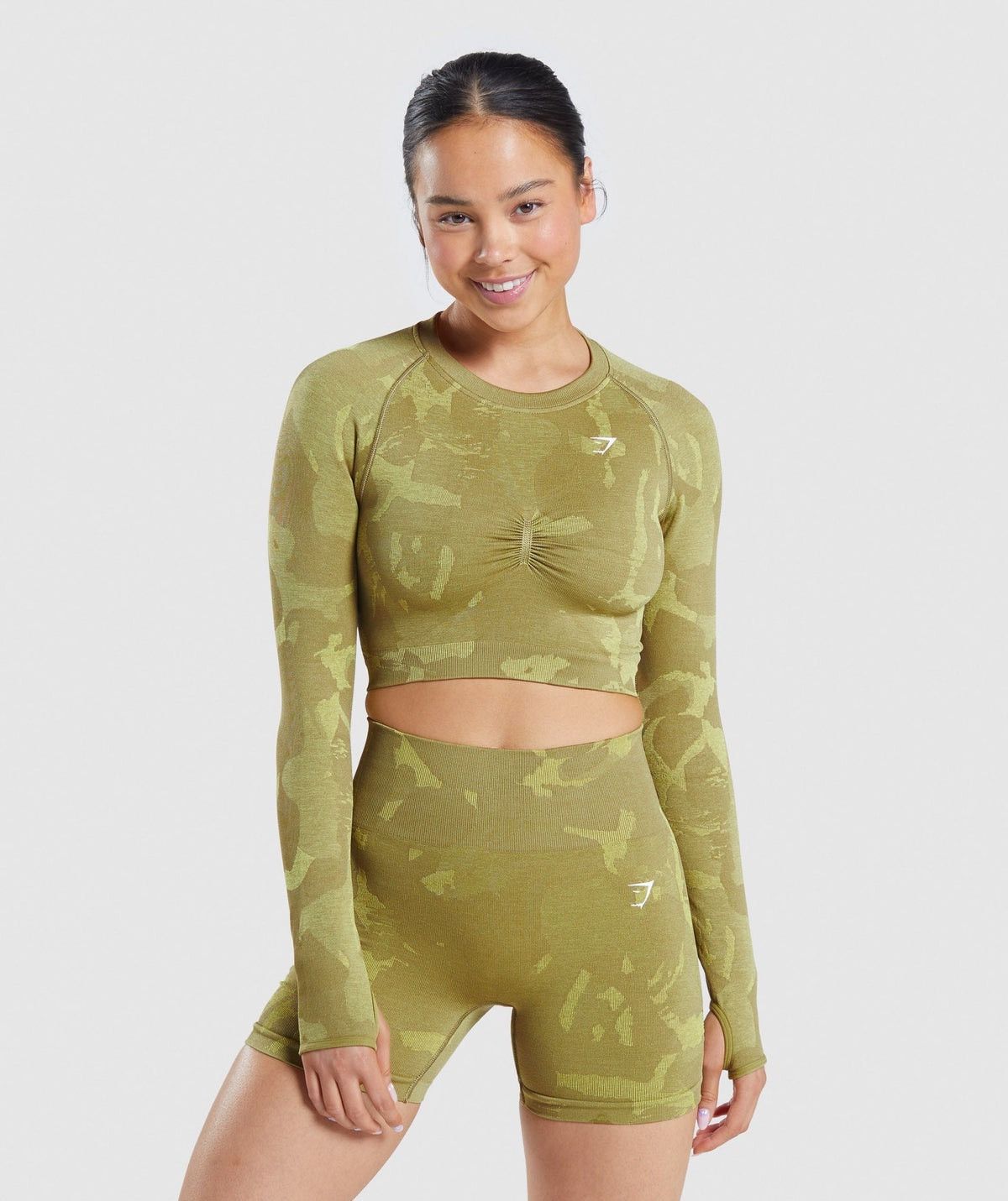 Gymshark Adapt Camo Seamless Long Sleeve Crop Top Size L / US 10 / IT 46 - 1 Thumbnail
