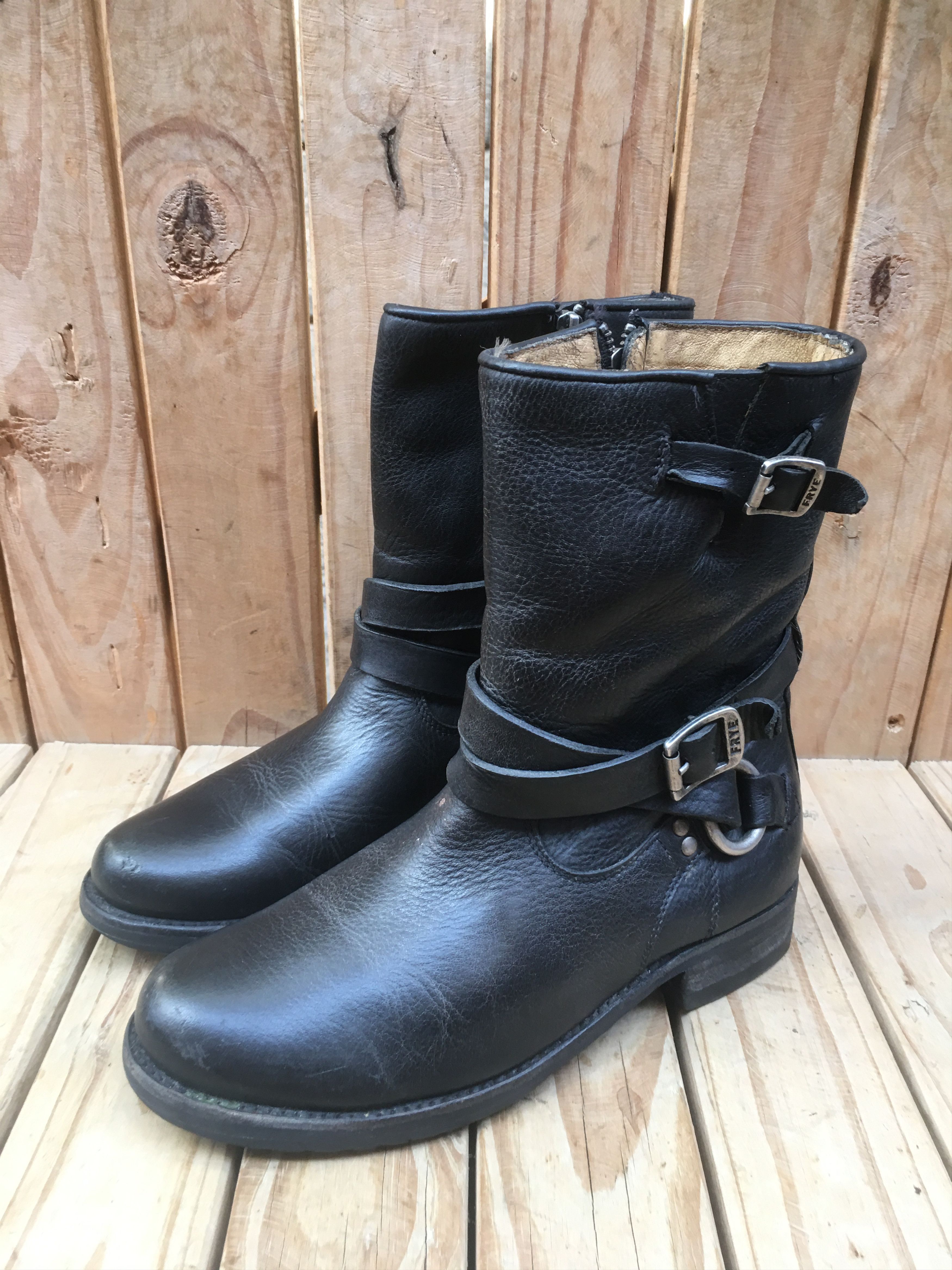 FRYE Women's motorcycle black boots sz US 7.5 B Uk 5.5