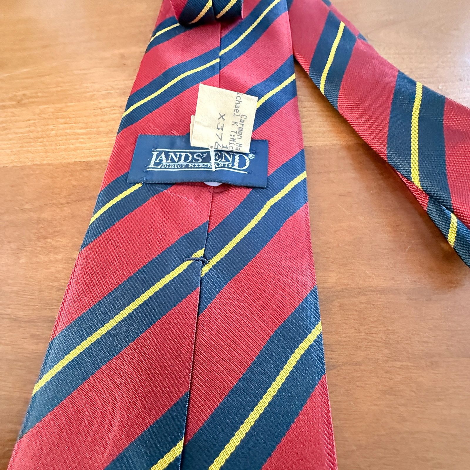 Other Lands' End Men's Silk Striped Collegiate Tie Red Navy Gold Size ONE SIZE - 3 Thumbnail