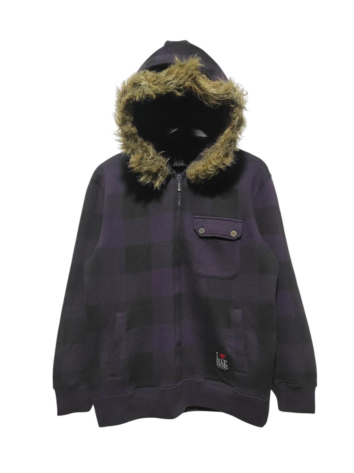 Japanese Brand I Love Hip Hop plaid zip fur hoodie ifsix LGB style Size US M / EU 48-50 / 2 - 1 Thumbnail