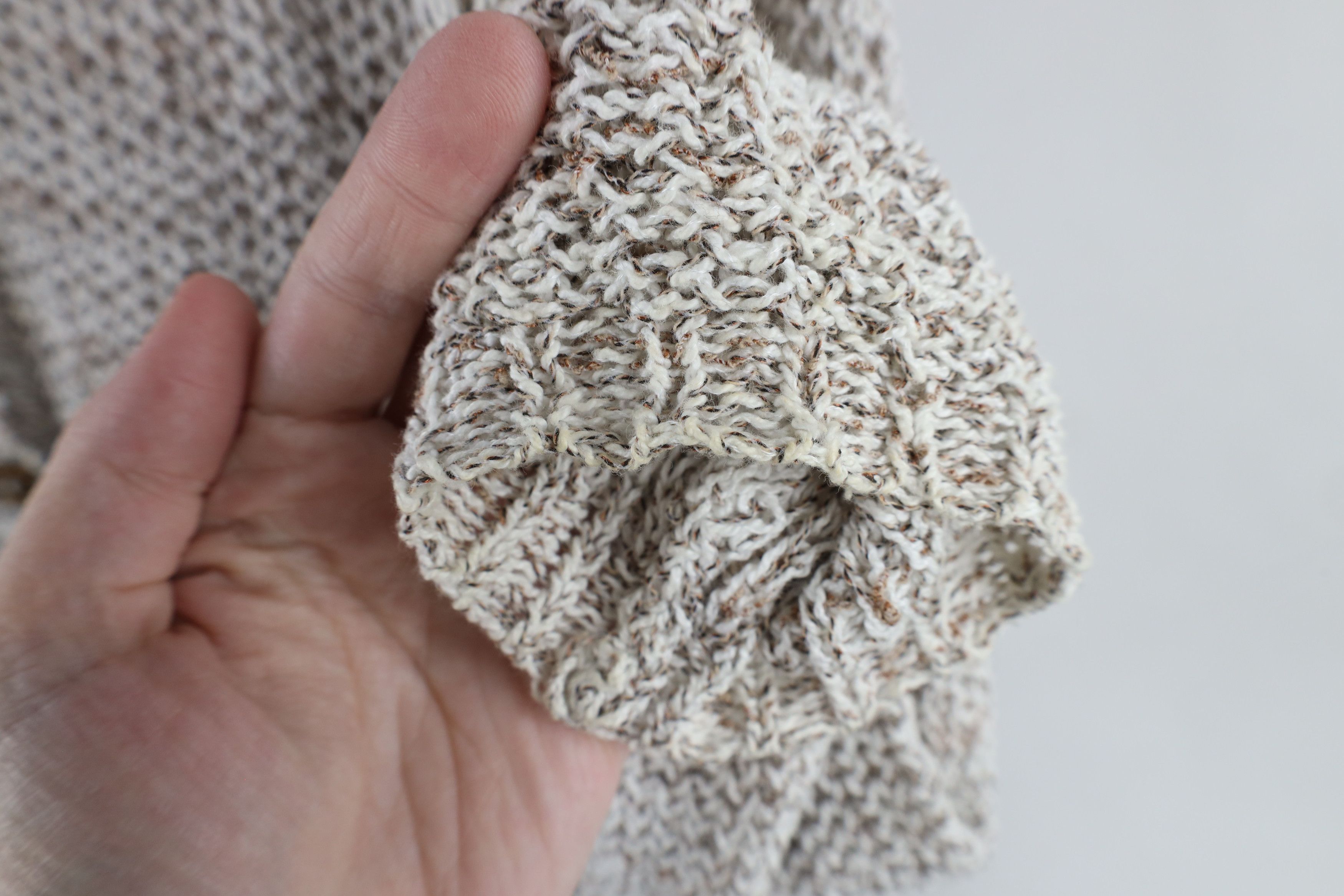 Free People × Vintage Free People Lightweight Crochet Knit Henley Hoodie Beige Size M / US 6-8 / IT 42-44 - 4 Thumbnail