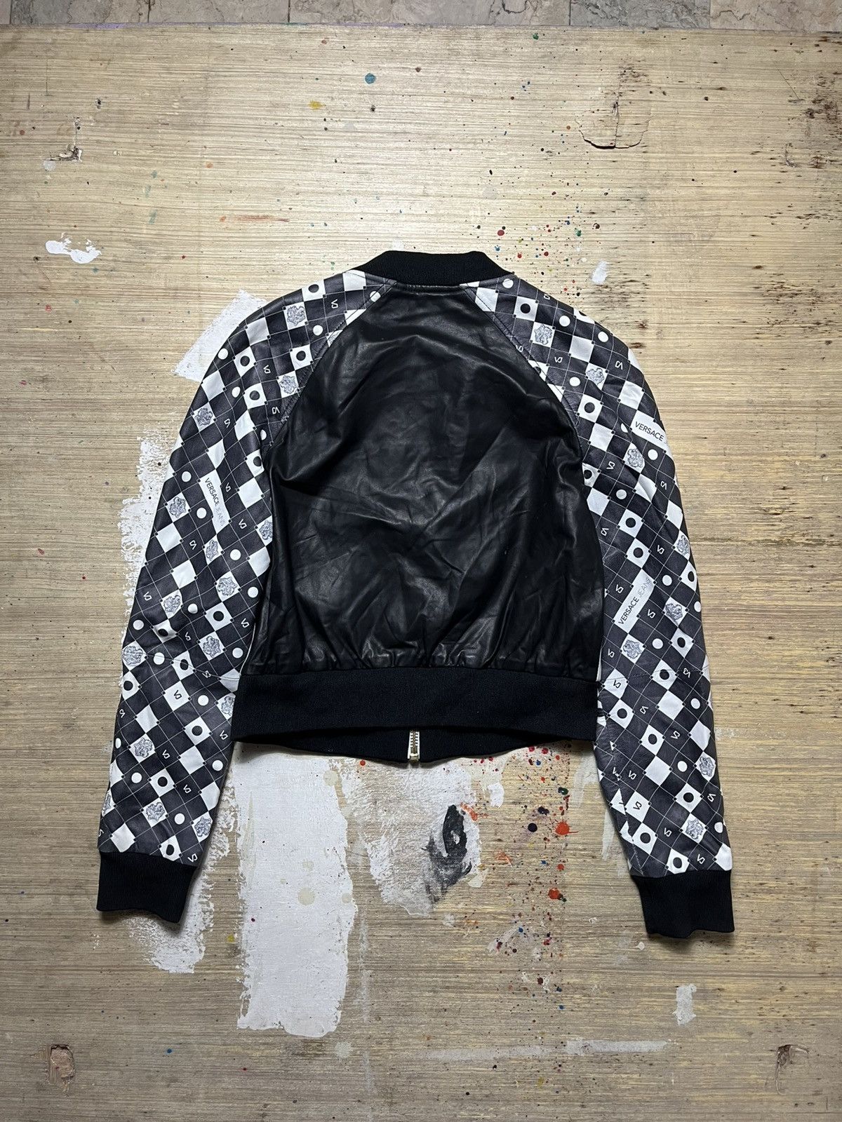 Versace × Versace Jeans Couture Versace Jeans Couture Damier Leather Bomber Jacket Size XS / US 0-2 / IT 36-38 - 15 Thumbnail