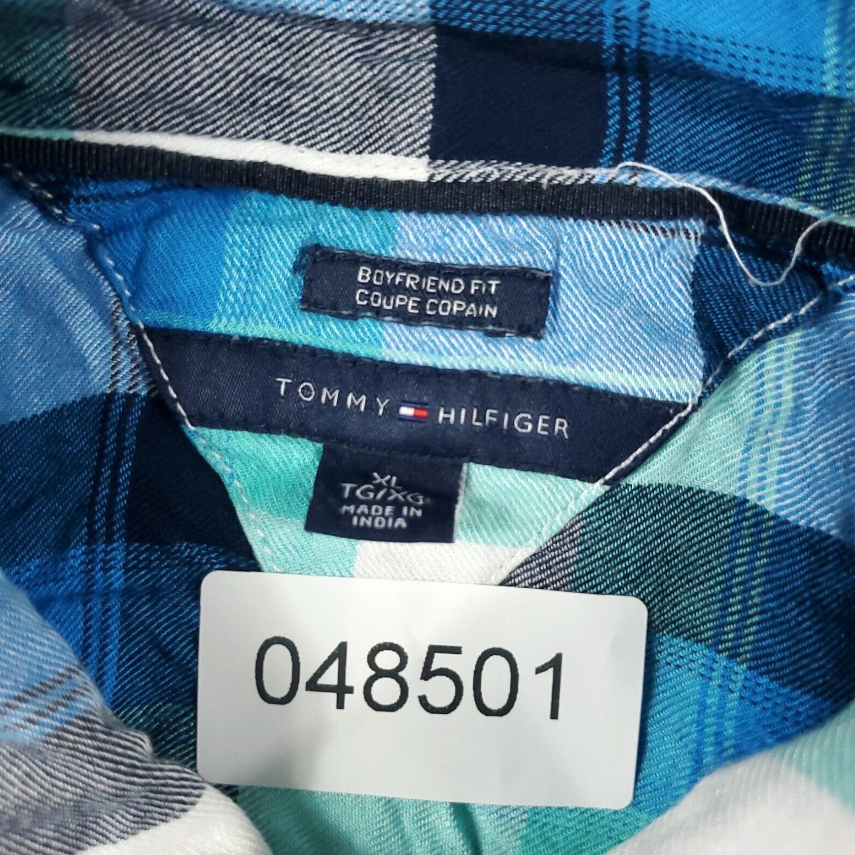 Tommy Hilfiger Tommy Hilfiger Womens XL Blue Plaid Long Sleeve Button Up Shirt Cotton Size XL / US 12-14 / IT 48-50 - 7 Thumbnail