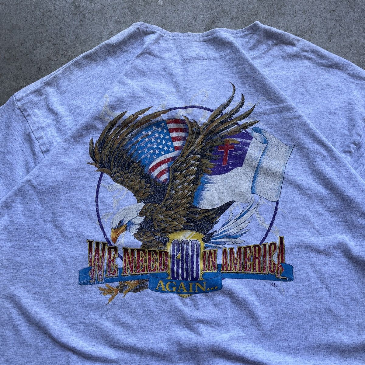 Vintage Vintage 90’s We Need God In America Graphic Button Up Tee Size US XL / EU 56 / 4 - 2 Thumbnail