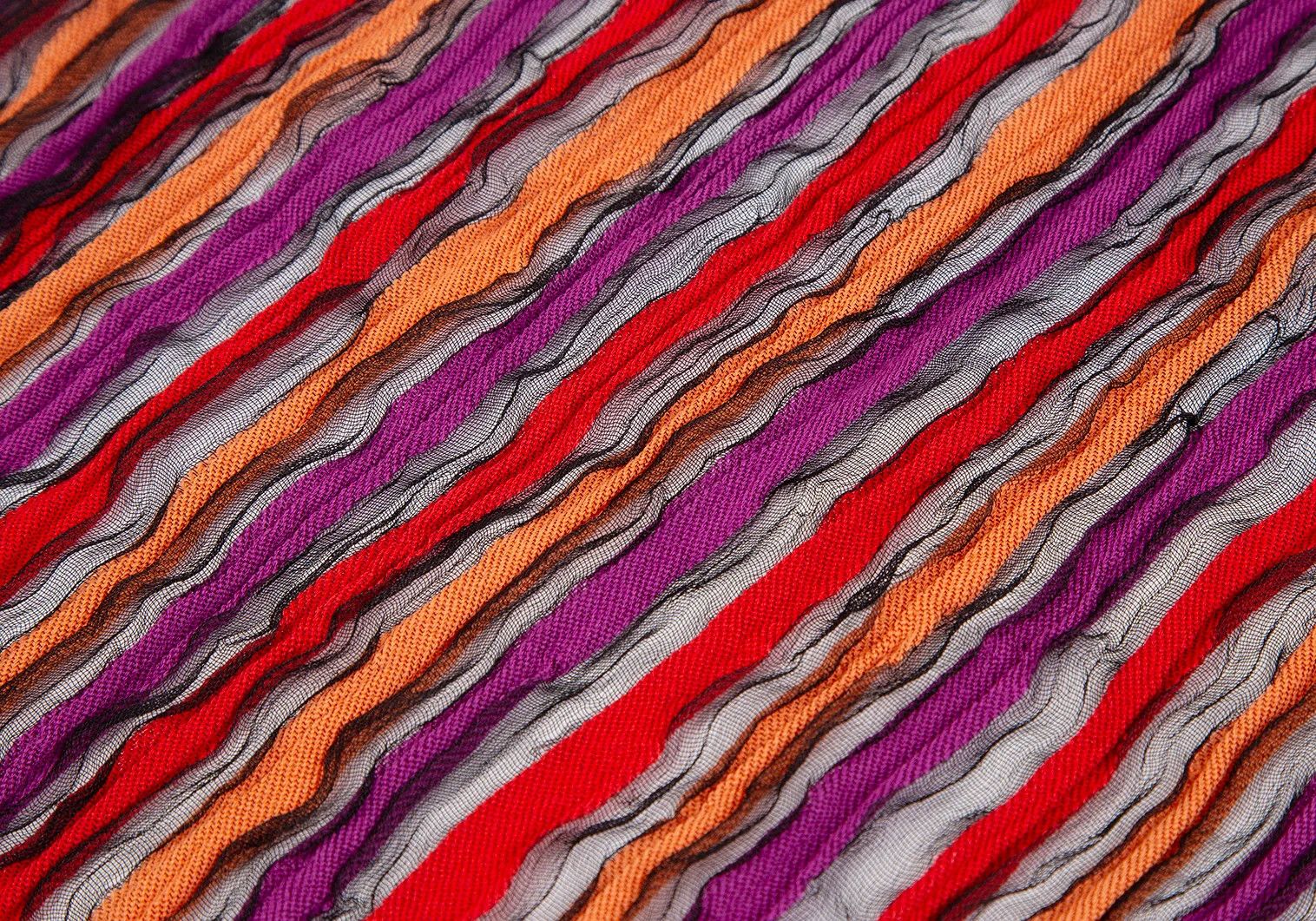 Issey Miyake Sheer Stripe Fringe Stole in Black Multi Color Size ONE SIZE - 3 Thumbnail