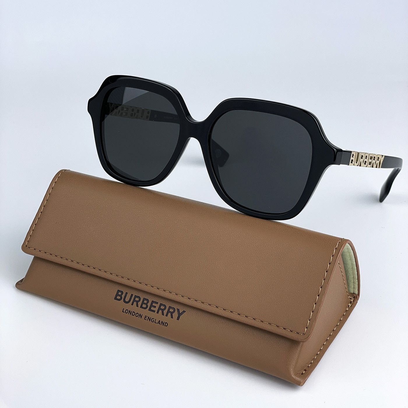 image of New Burberry Be4389 Joni 300187 Square Women Sunglasses in Black/Dark Grey