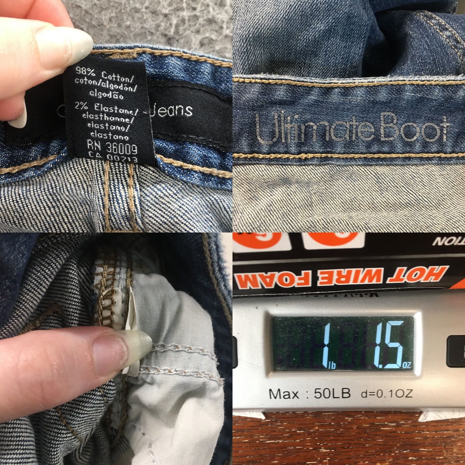 Calvin Klein Calvin Klein Jeans Boots Bootcut Womens Blue Denim Mid Rise Regular 34x25 5-Pocket Classic Denim Cotton Blend Vintage No Size 24" / US 00 / IT 34 - 10 Thumbnail