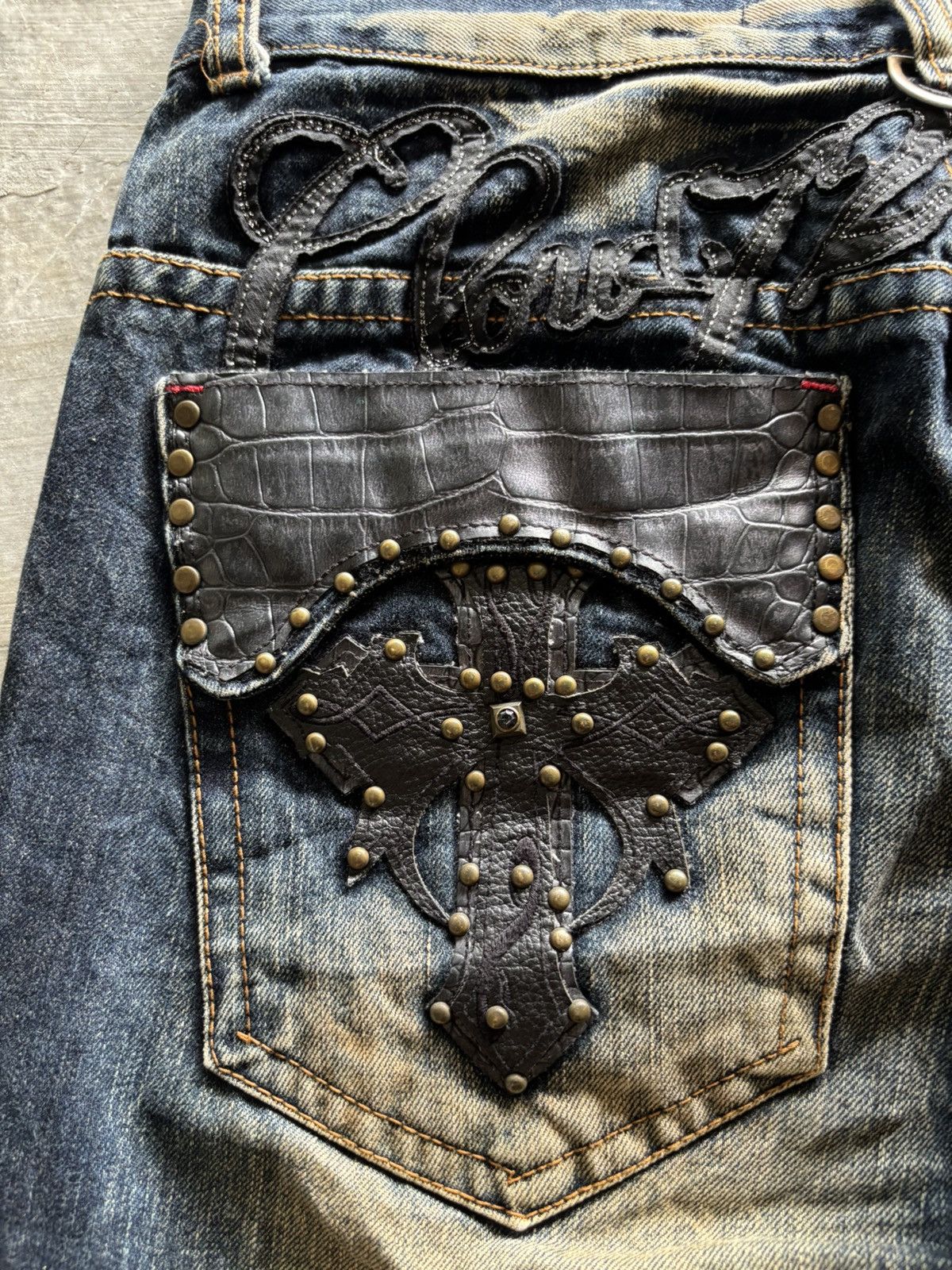 Japanese Brand RUSTY CLOUD72 crocodile patches cross chrome hearts inspired Size US 33 - 16 Thumbnail