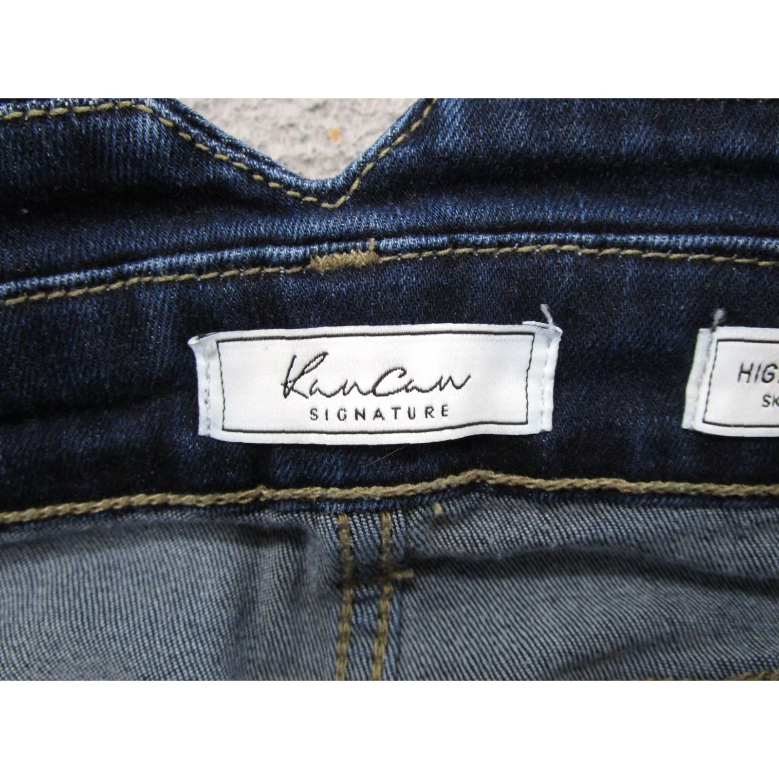 Vintage Kancan Button Fly High Rise Dark Wash Denim Jeans Womens Size 25 Blue Stretch Skinny 5-Pocket Design Size 42" / US 20 - 3 Thumbnail