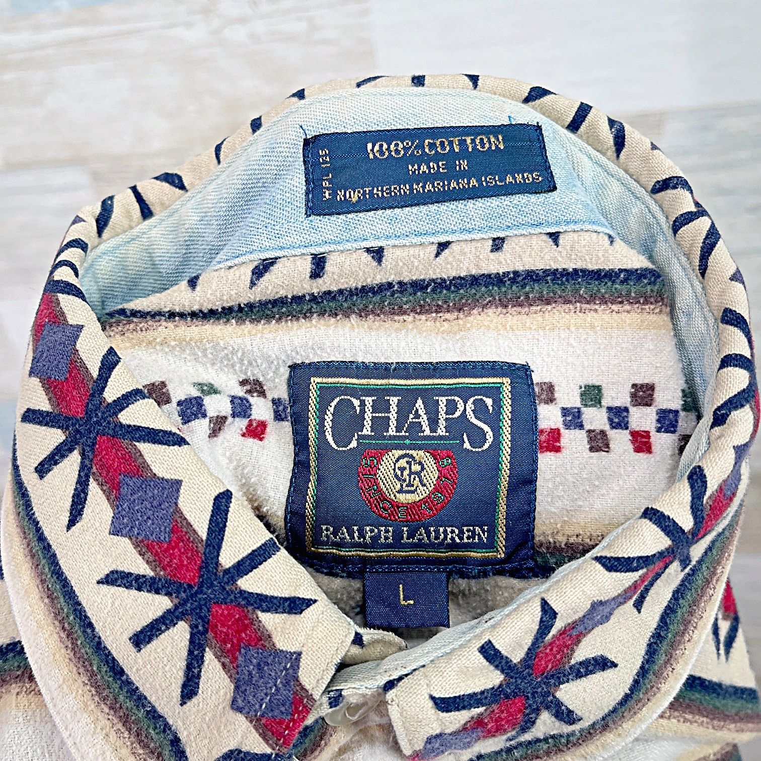 Chaps × Chaps Ralph Lauren × Vintage CHAPS Ralph Lauren Vintage Chamois Aztec Shirt Mens Large Size US L / EU 52-54 / 3 - 5 Thumbnail