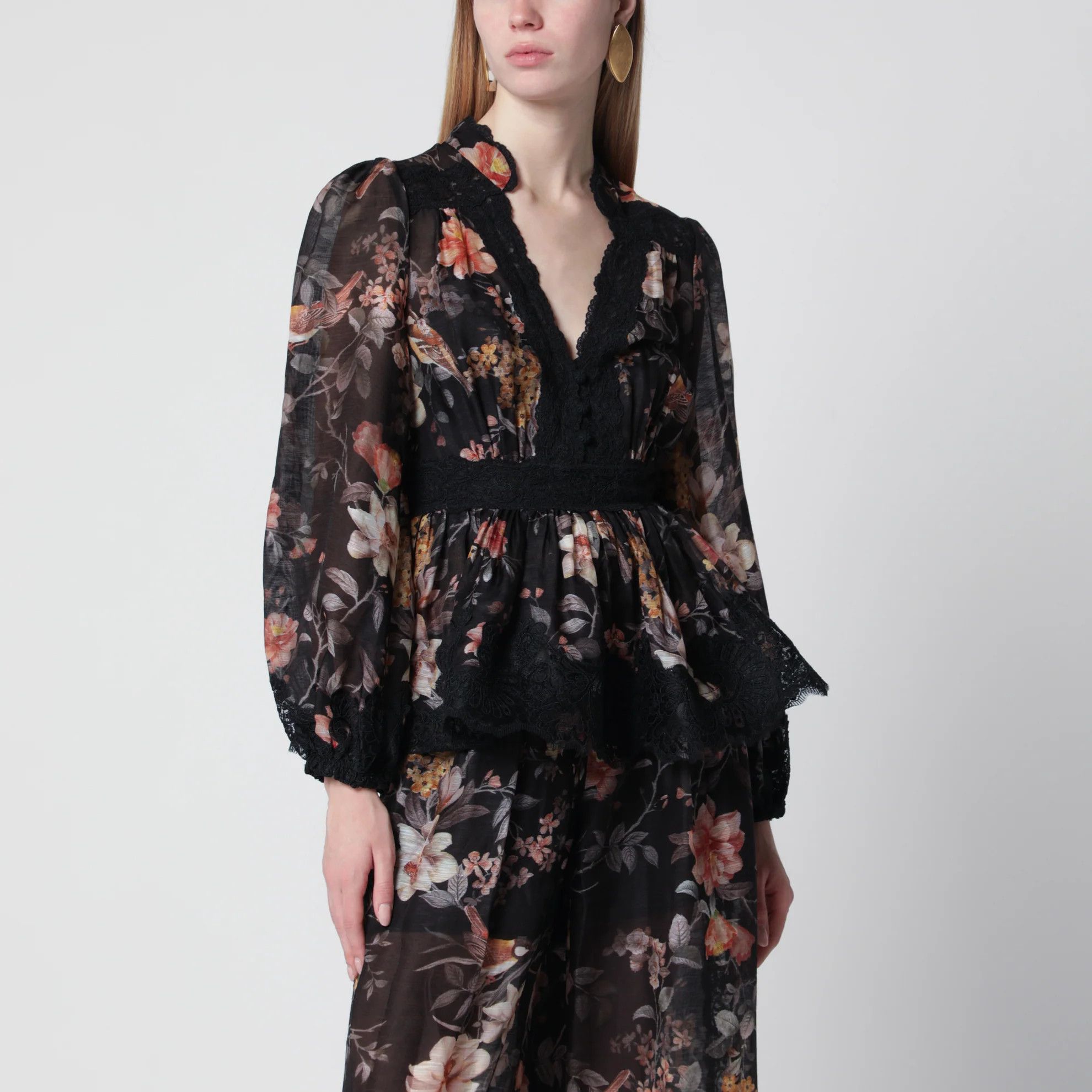 Zimmermann o1d2blof0526 Carousel Peplum Lace Blouse in Multicolor Size M / US 6-8 / IT 42-44 - 4 Thumbnail
