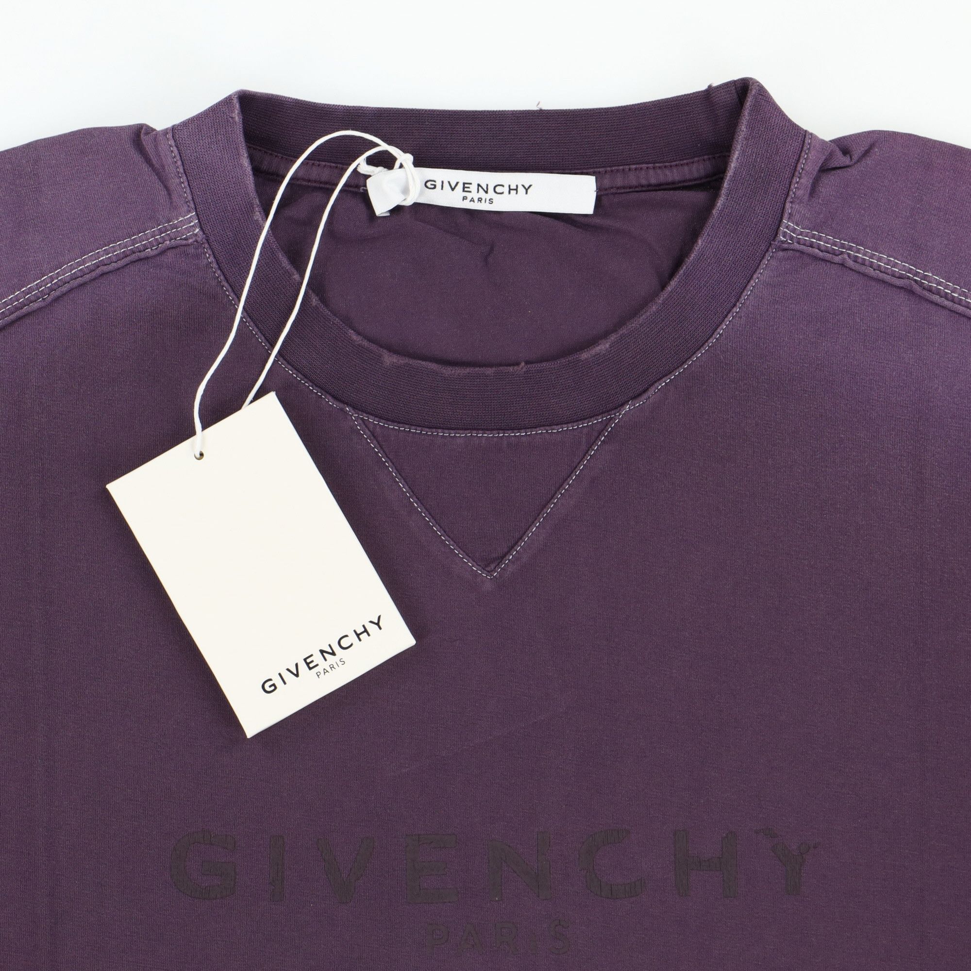 Givenchy Purple Ribbed Blurred Logo Oversized T-Shirt Size US S / EU 44-46 / 1 - 5 Thumbnail