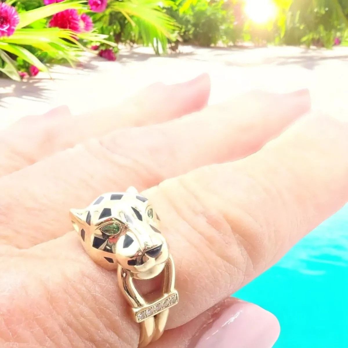 Cartier Cartier Panthere 18k Gold Diamond Lacquer Tsavorite Ring Size ONE SIZE - 2 Thumbnail