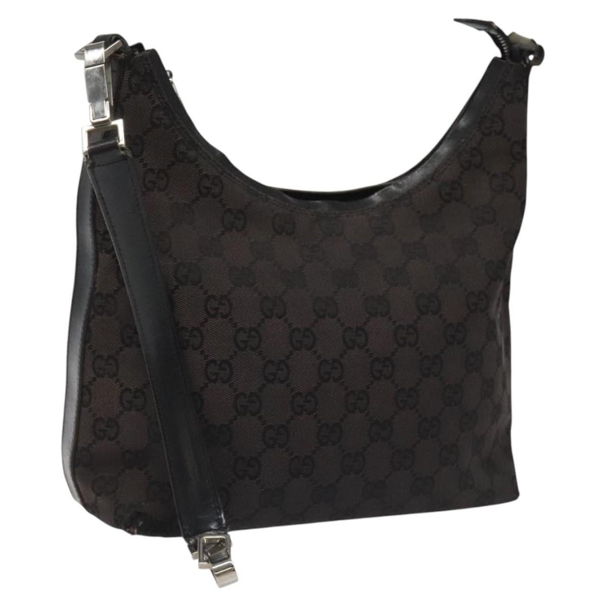 Gucci GG Canvas Shoulder Bag Black Silver 000 000, Women's