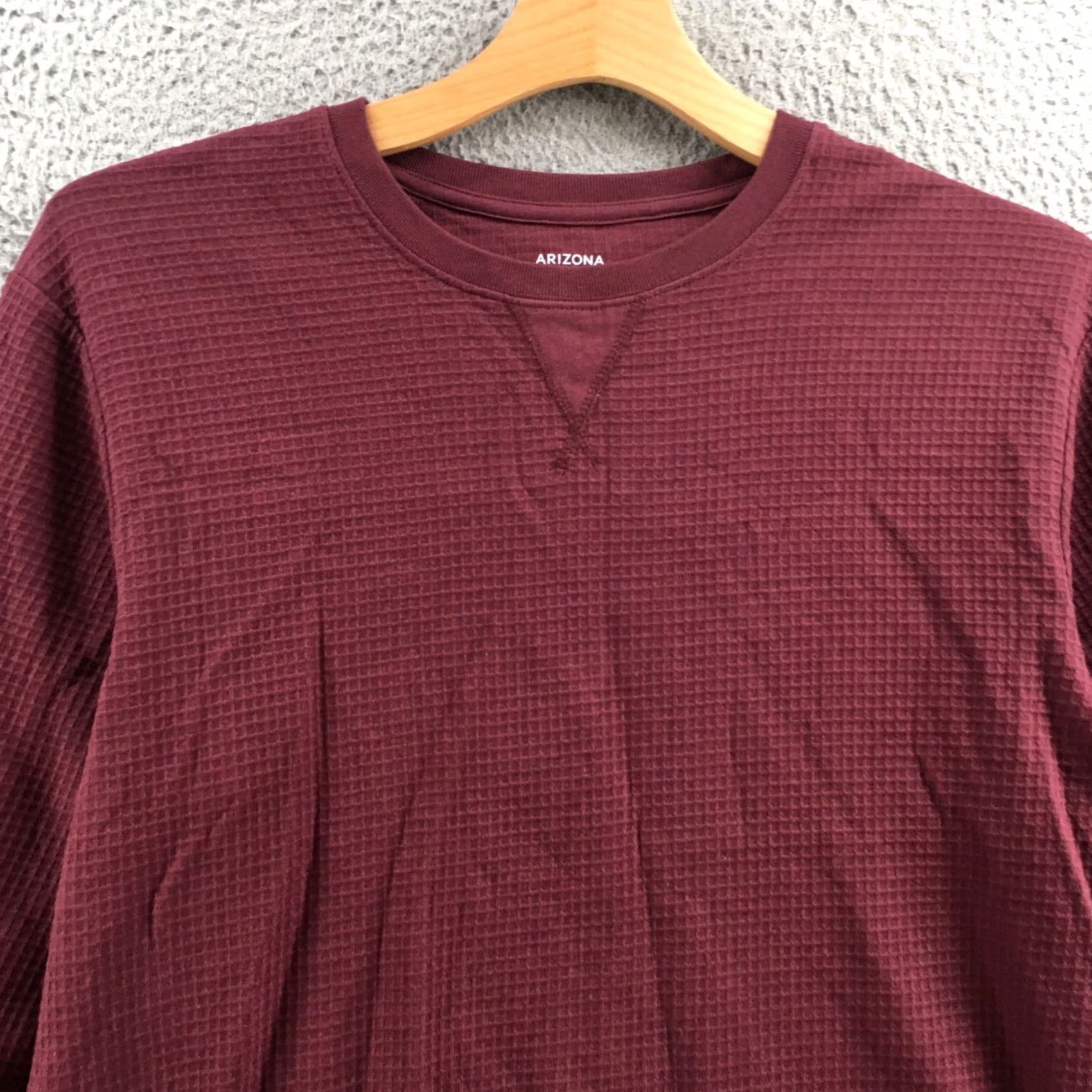 Vintage Arizona Jean Co Sweatshirt Mens L Burgundy Cotton Long Sleeve Waffle Pullover NEW Size US L / EU 52-54 / 3 - 2 Thumbnail