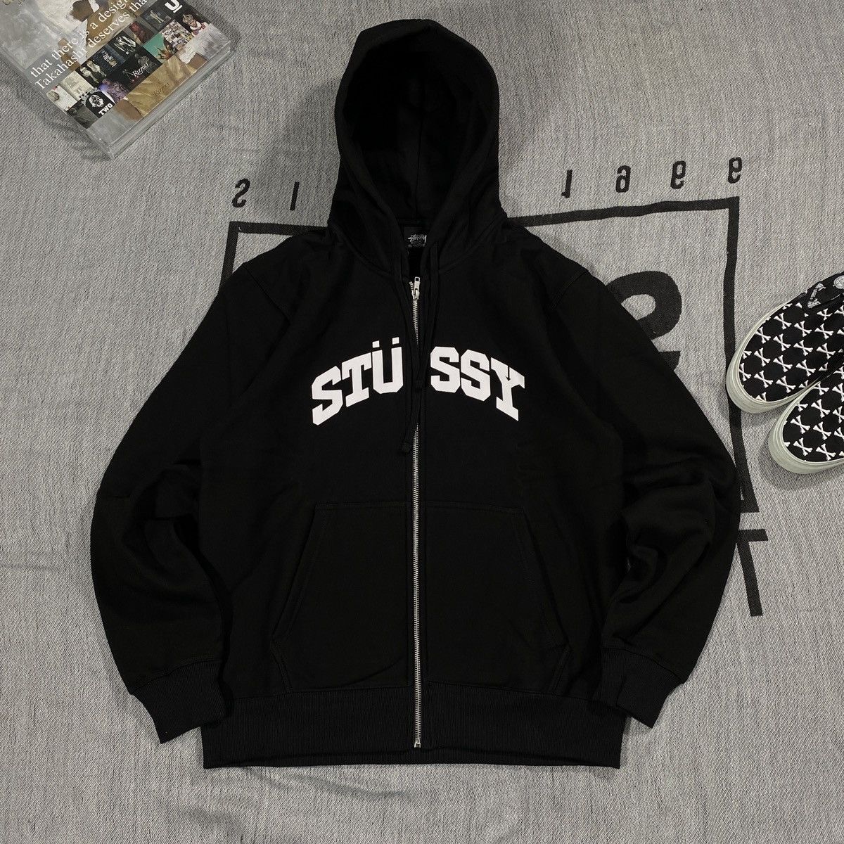 Stussy RARE STUSSY SPORT ZIP HOODIE XLARGE BLACK | Grailed