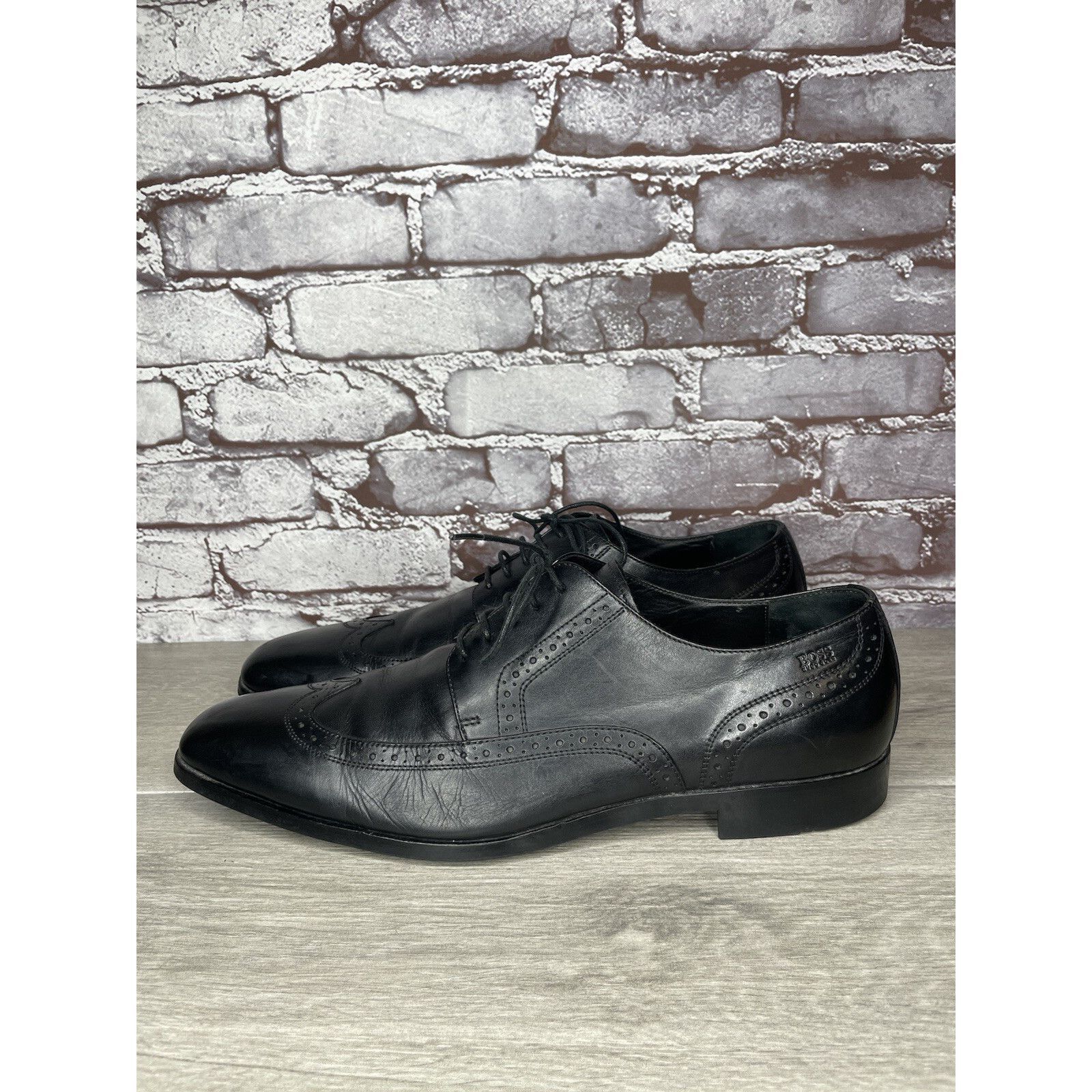 Hugo Boss Boss Hugo Boss Black Leather Wingtip Oxfords Dress Shoes Men Size US 12 / EU 45 - 19 Thumbnail