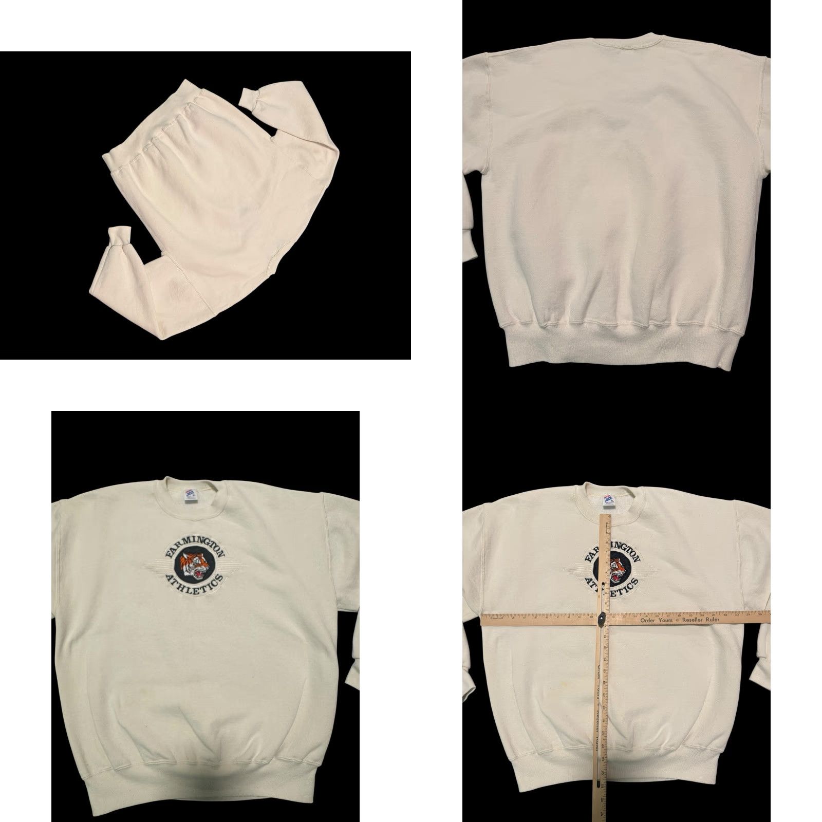 Jerzees VINTAGE Jerzees Farmington High-school Tigers Logo Sweatshirt XL White USA UNISEX Adults, Sweatshirt, Logo, Vintage, 90s? Size US XL / EU 56 / 4 - 8 Thumbnail