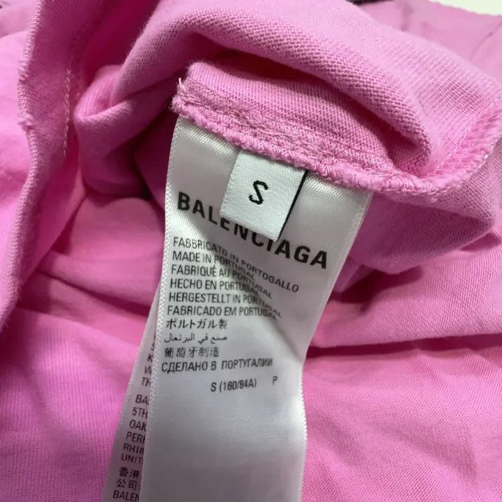Balenciaga Hand Drawn BB Logo Pink T-Shirt 0079-2507