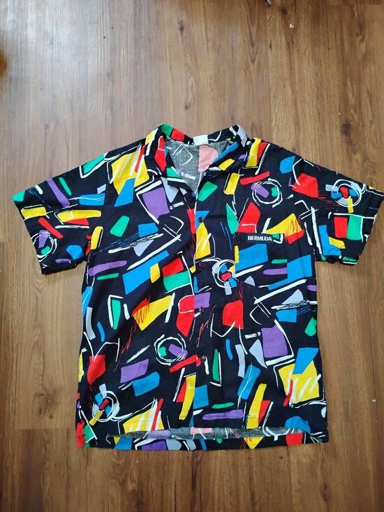 Other Vintage 80s Bermuda Abstract Geometric Button Shirt Size US XL / EU 56 / 4 - 2 Thumbnail