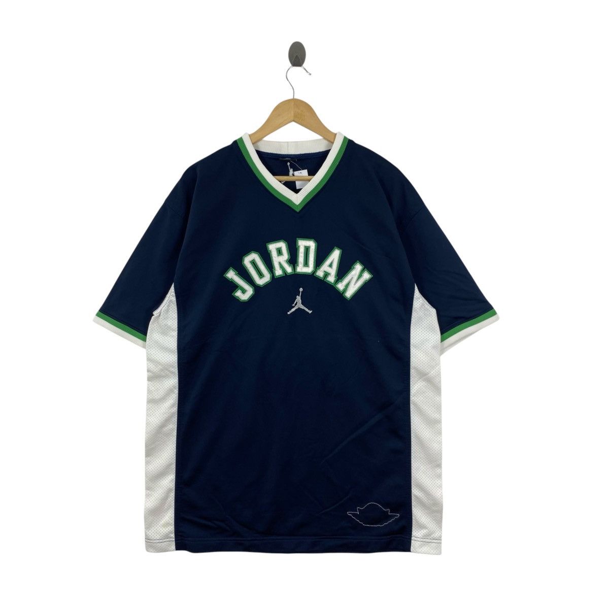 Jordan Brand Vintage Jordan Navy Blue Green V-Neck Mesh Jersey L Size US L / EU 52-54 / 3 - 1 Thumbnail