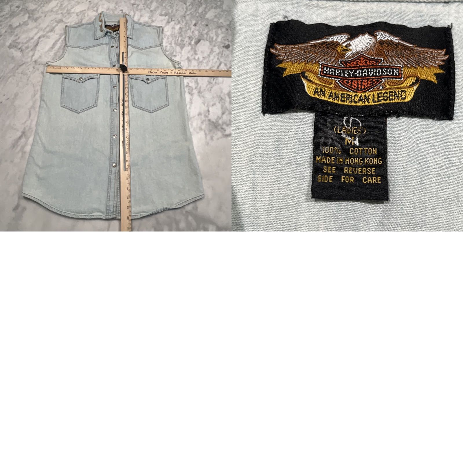 Harley Davidson Harley-Davidson Motorcycles Sleeveless Denim Shirt Womens Medium Snaps Nice Fade Size M / US 6-8 / IT 42-44 - 8 Thumbnail