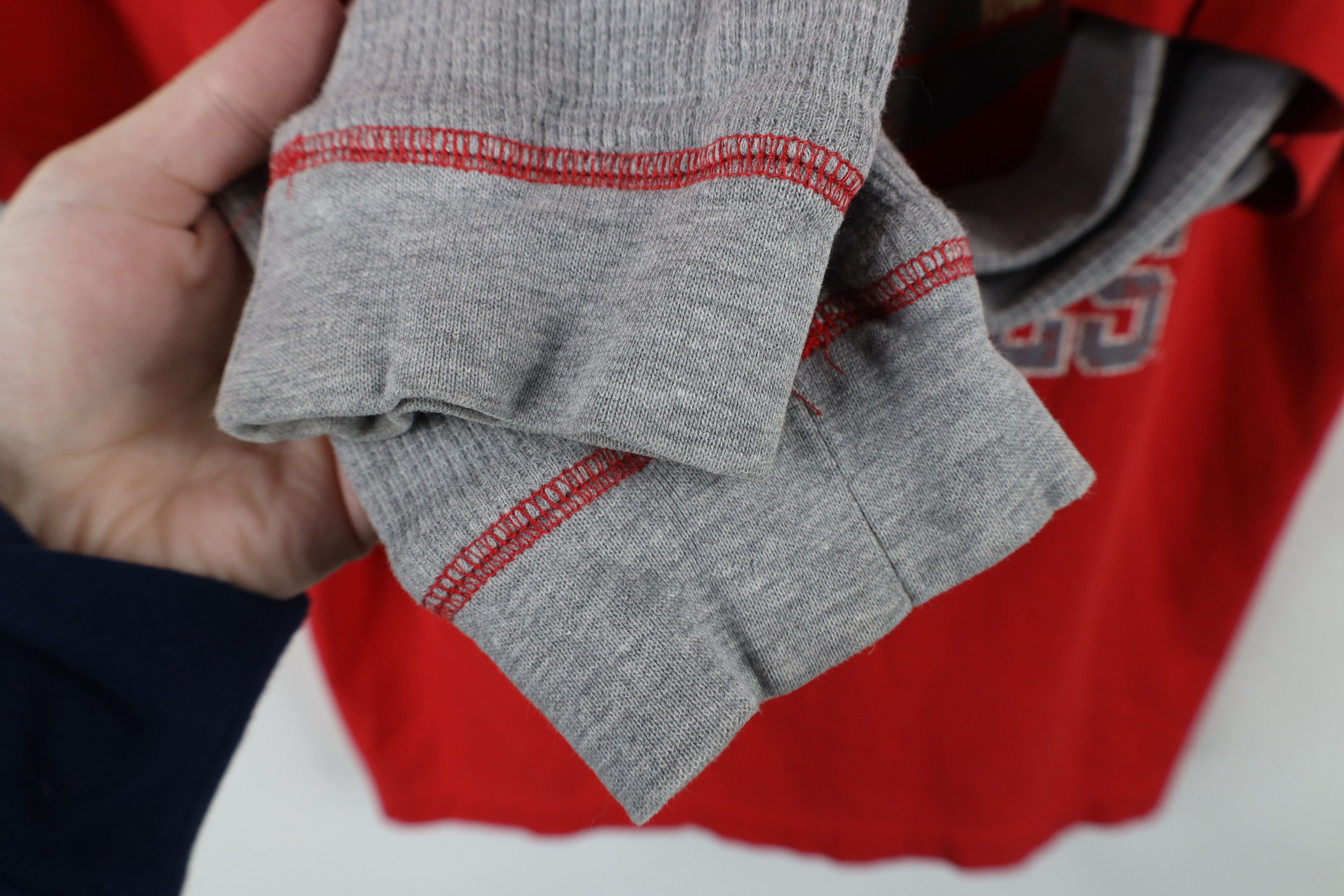Vintage Vintage University Football Layered Thermal Knit T-Shirt Red Size US M / EU 48-50 / 2 - 8 Thumbnail
