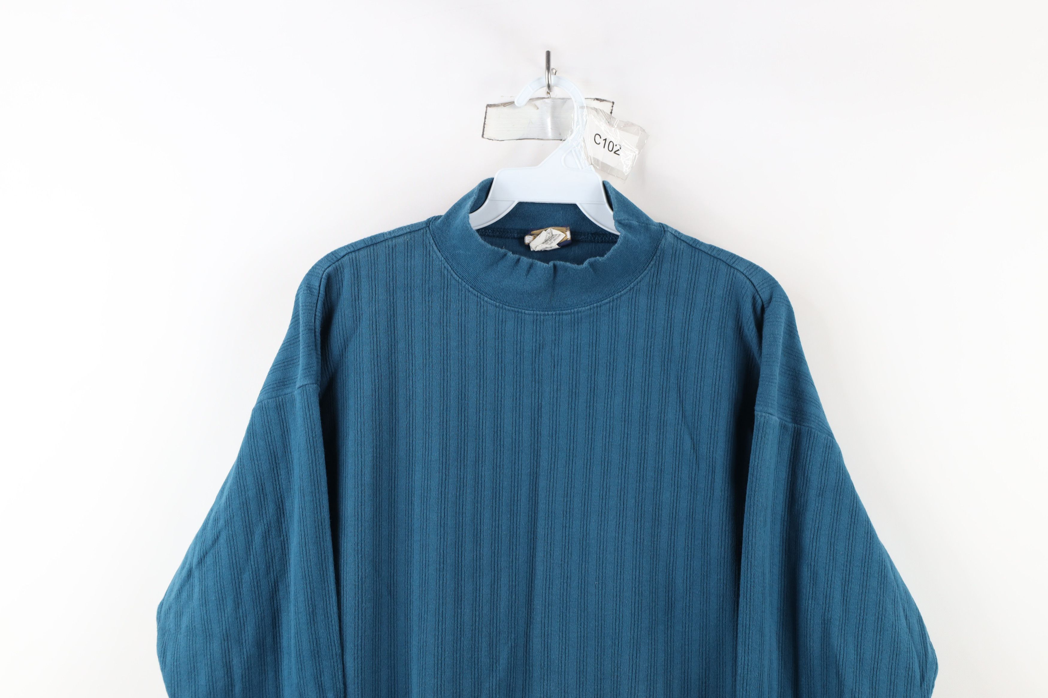 Vintage Vintage 90s Streetwear Ribbed Mock Neck Long Sleeve T-Shirt Size US XL / EU 56 / 4 - 2 Thumbnail