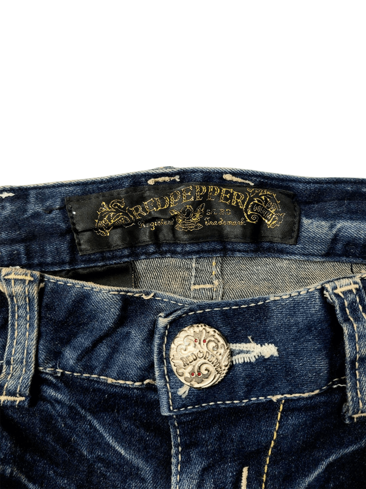 Designer 🔥Red Pepper Jeans Flare Embroidery Florish Skull Size 31" - 9 Thumbnail