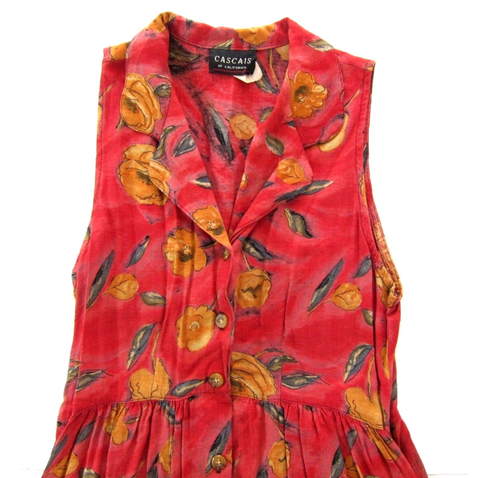 Vintage VINTAGE Cascais Of California Rayon Floral Pocket Collared Tank Dress M Pink Shirt Dress Women size M Size M / US 6-8 / IT 42-44 - 4 Thumbnail