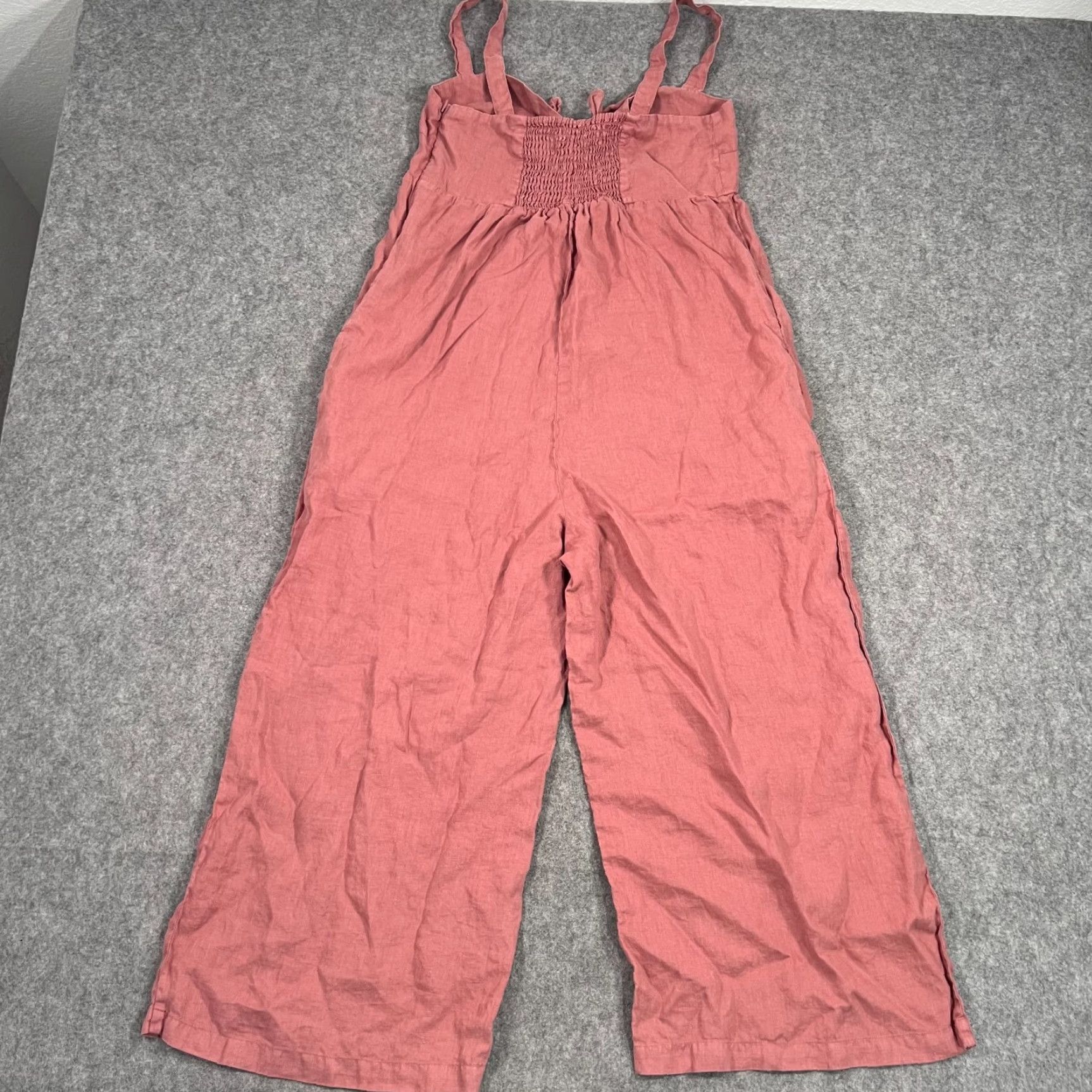 VINTAGE Faherty Tatiana Linen Jumpsuit One-Piece Sleeveless Women’s Medium Mauve Pink Bohemian Linen Twill 100% Linen Womens