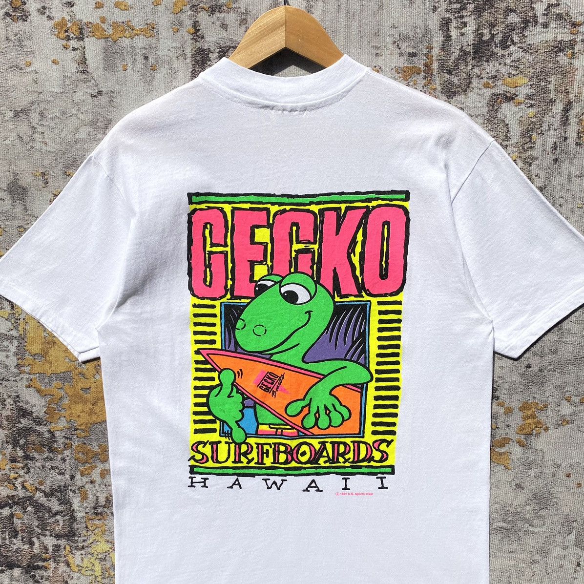 Vintage Vintage 90s Gecko Surfboards Hawaii Shirt Back Hit Gecko Size US M / EU 48-50 / 2 - 7 Thumbnail