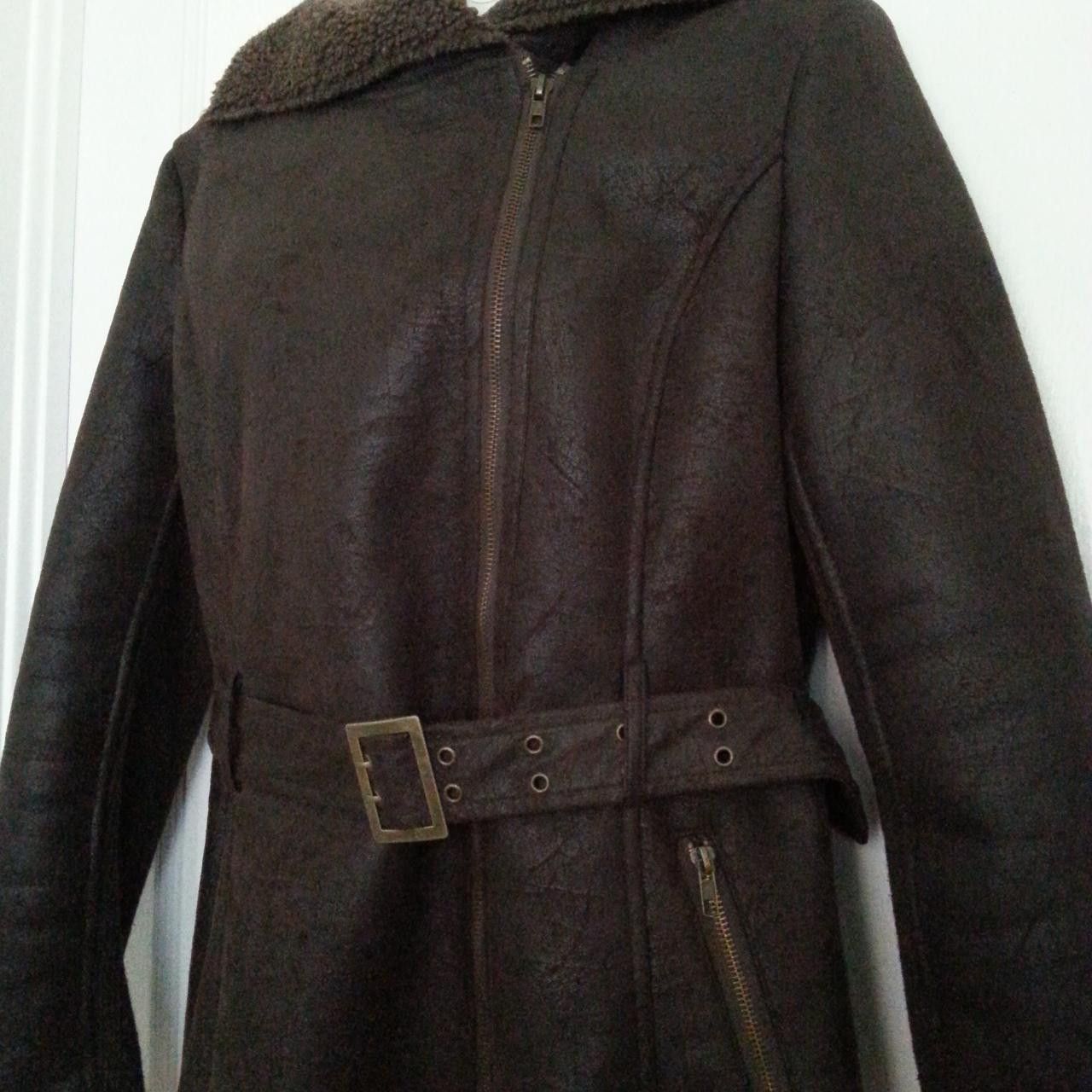 Other ATTENTION Brown Jacket sz Large Hooded Moto Military Belted Size L / US 10 / IT 46 - 4 Thumbnail